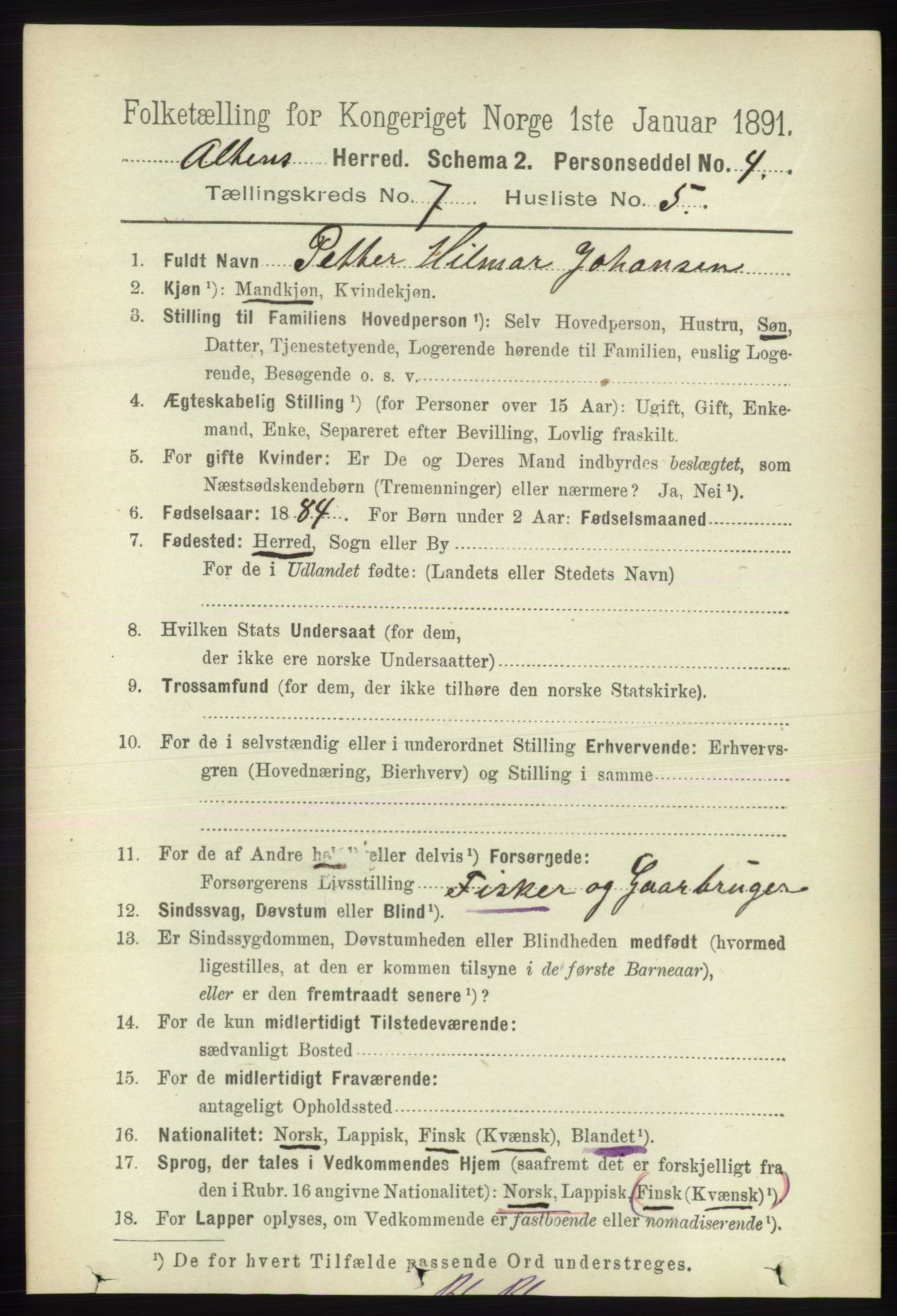 RA, 1891 census for 2012 Alta, 1891, p. 2131