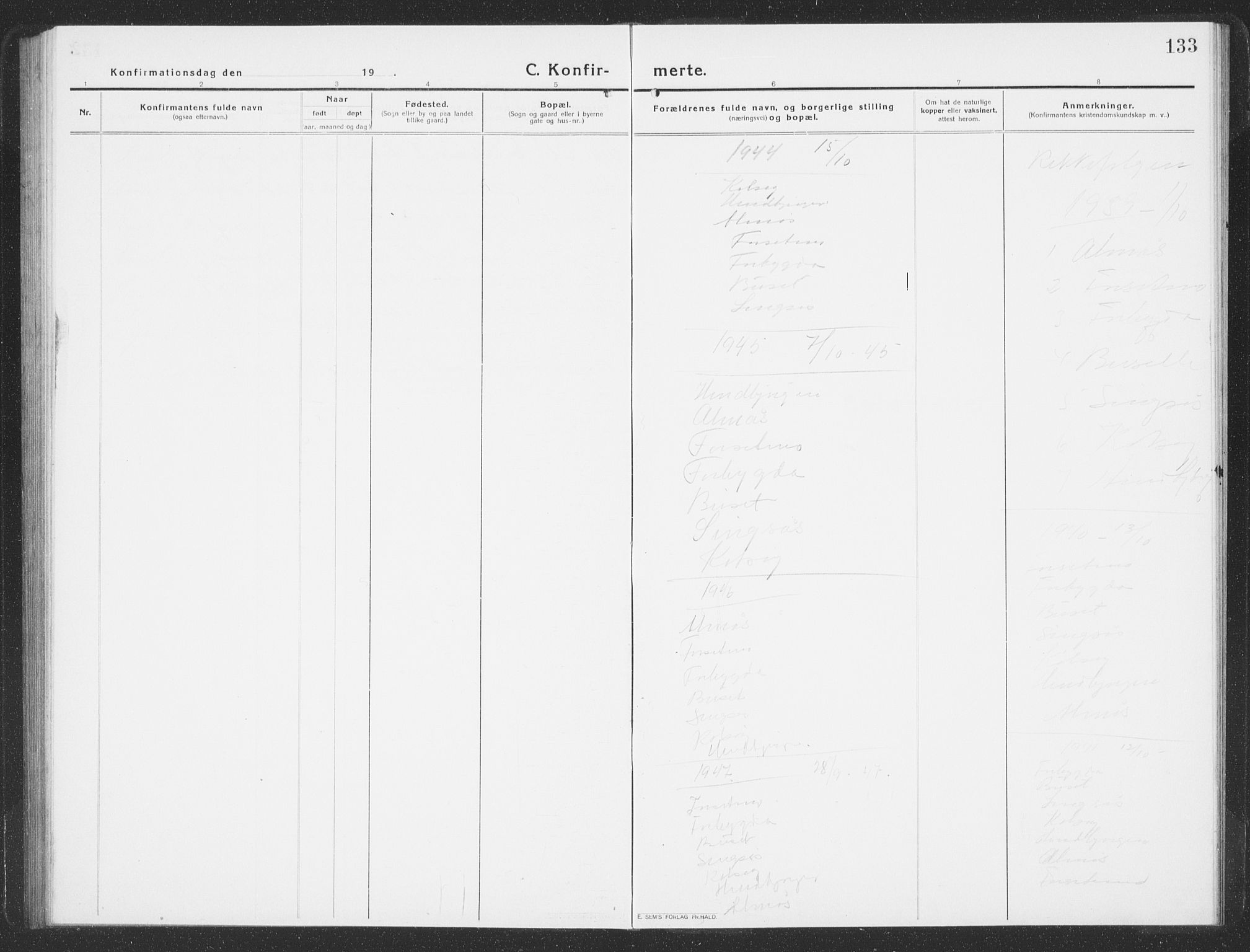 Ministerialprotokoller, klokkerbøker og fødselsregistre - Sør-Trøndelag, SAT/A-1456/688/L1030: Parish register (copy) no. 688C05, 1916-1939, p. 133