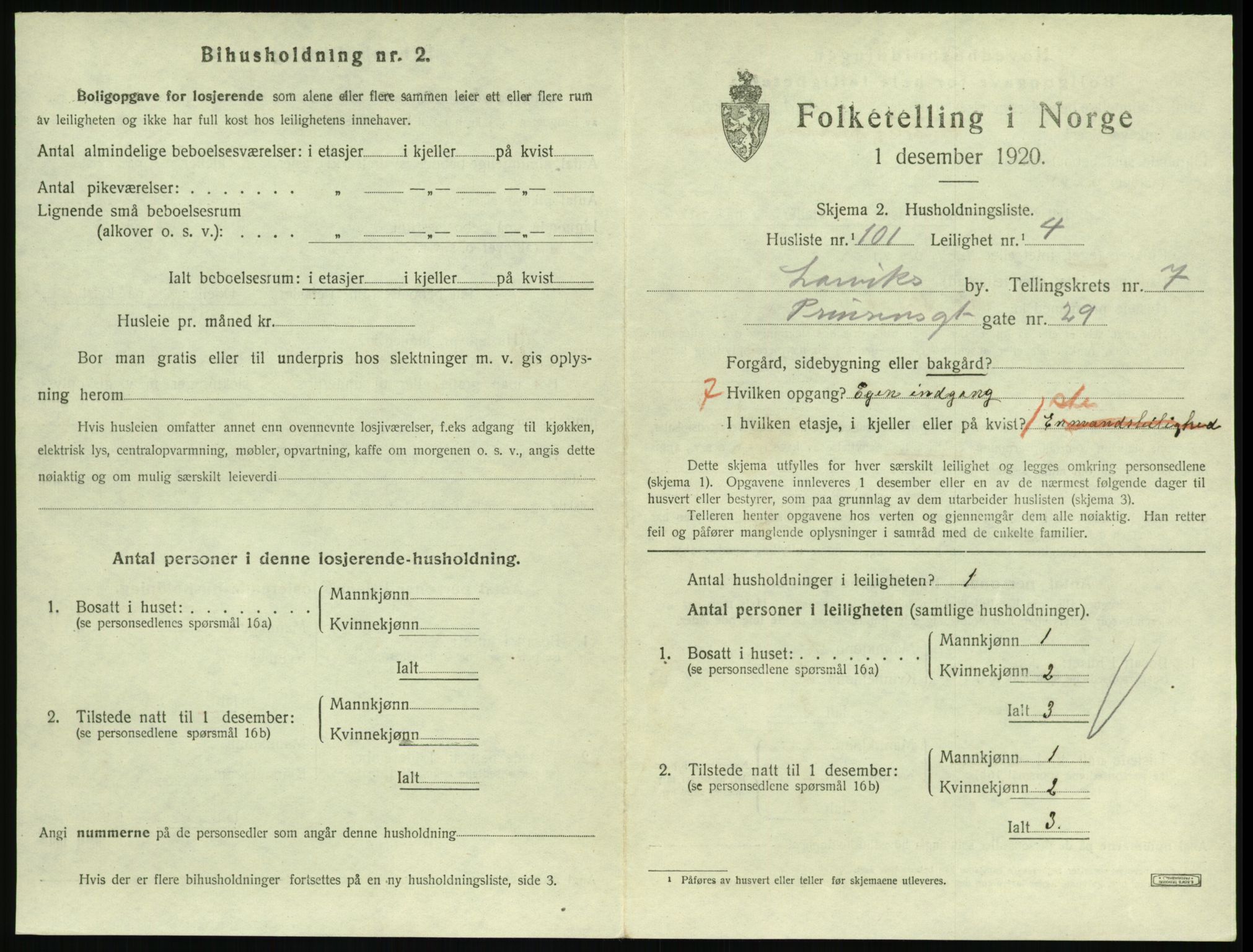 SAKO, 1920 census for Larvik, 1920, p. 6404