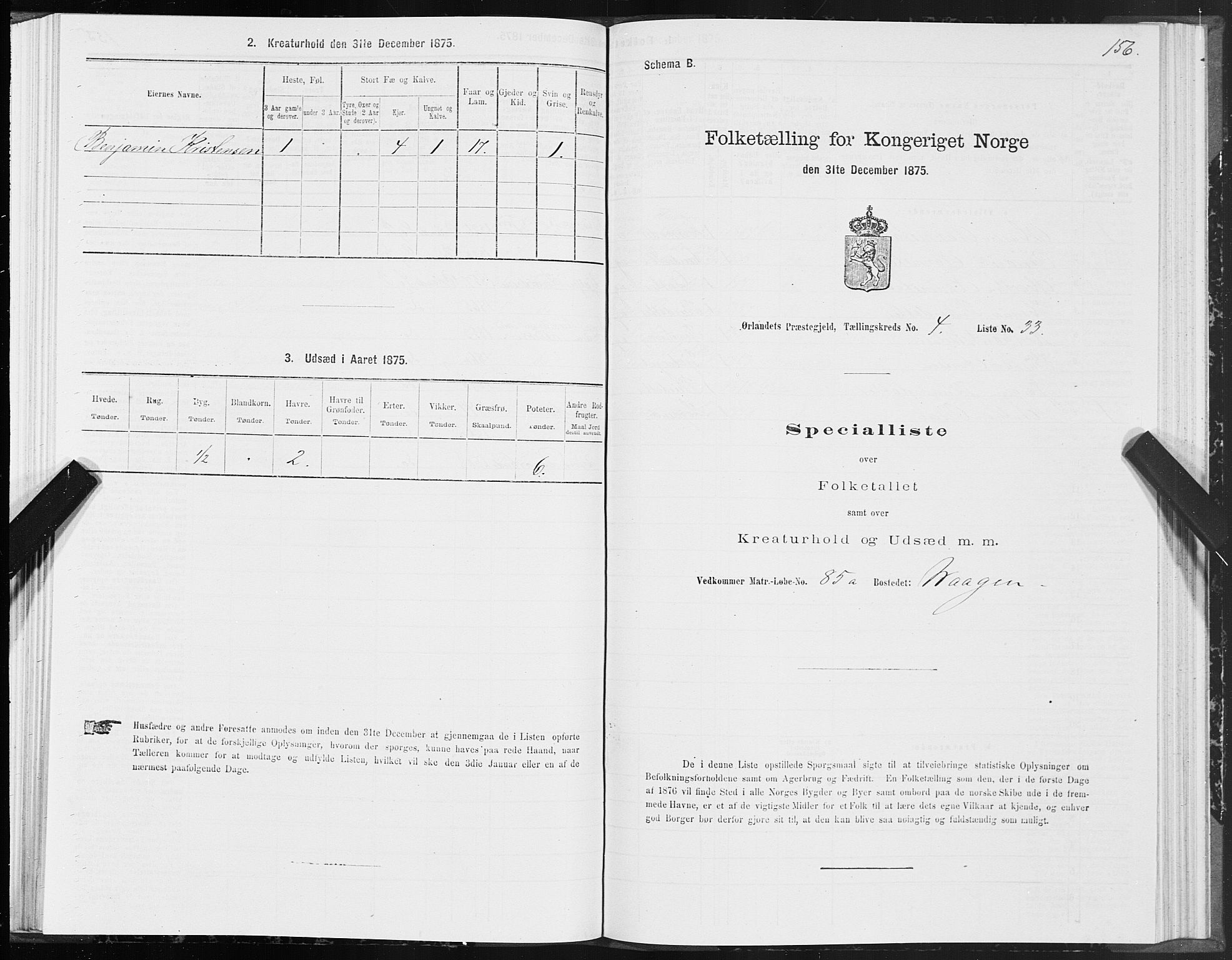 SAT, 1875 census for 1621P Ørland, 1875, p. 2156