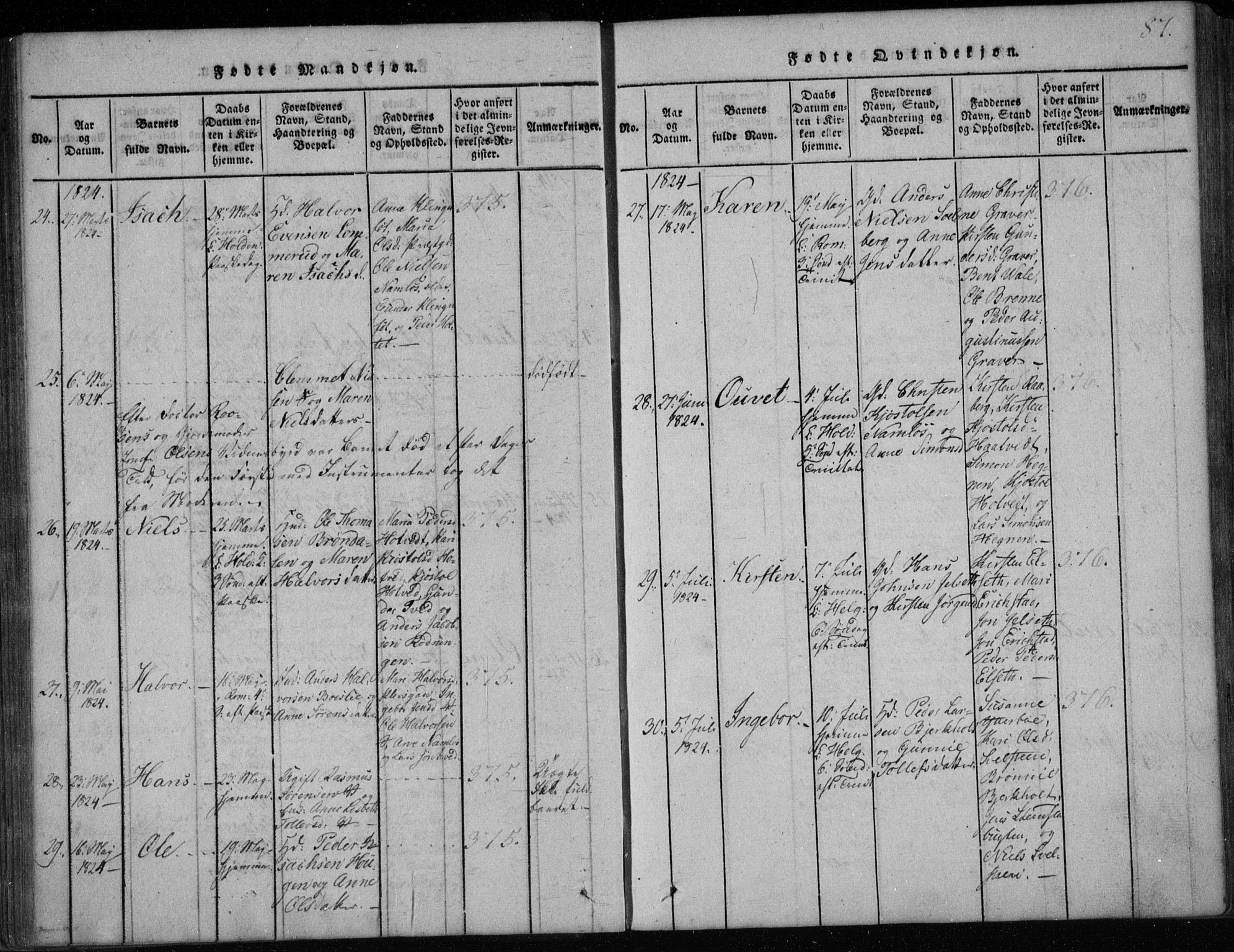 Holla kirkebøker, AV/SAKO-A-272/F/Fa/L0003: Parish register (official) no. 3, 1815-1830, p. 87