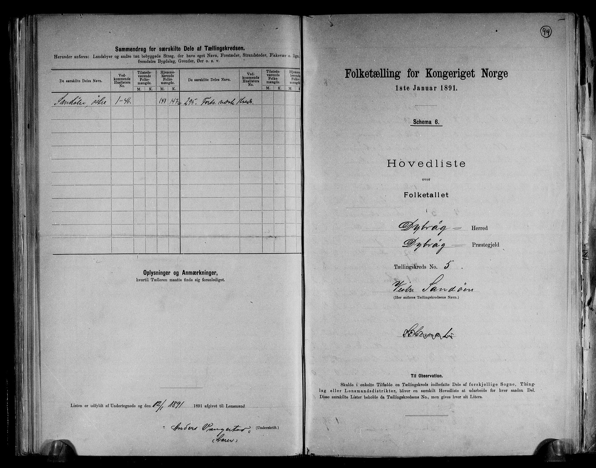 RA, 1891 census for 0915 Dypvåg, 1891, p. 14