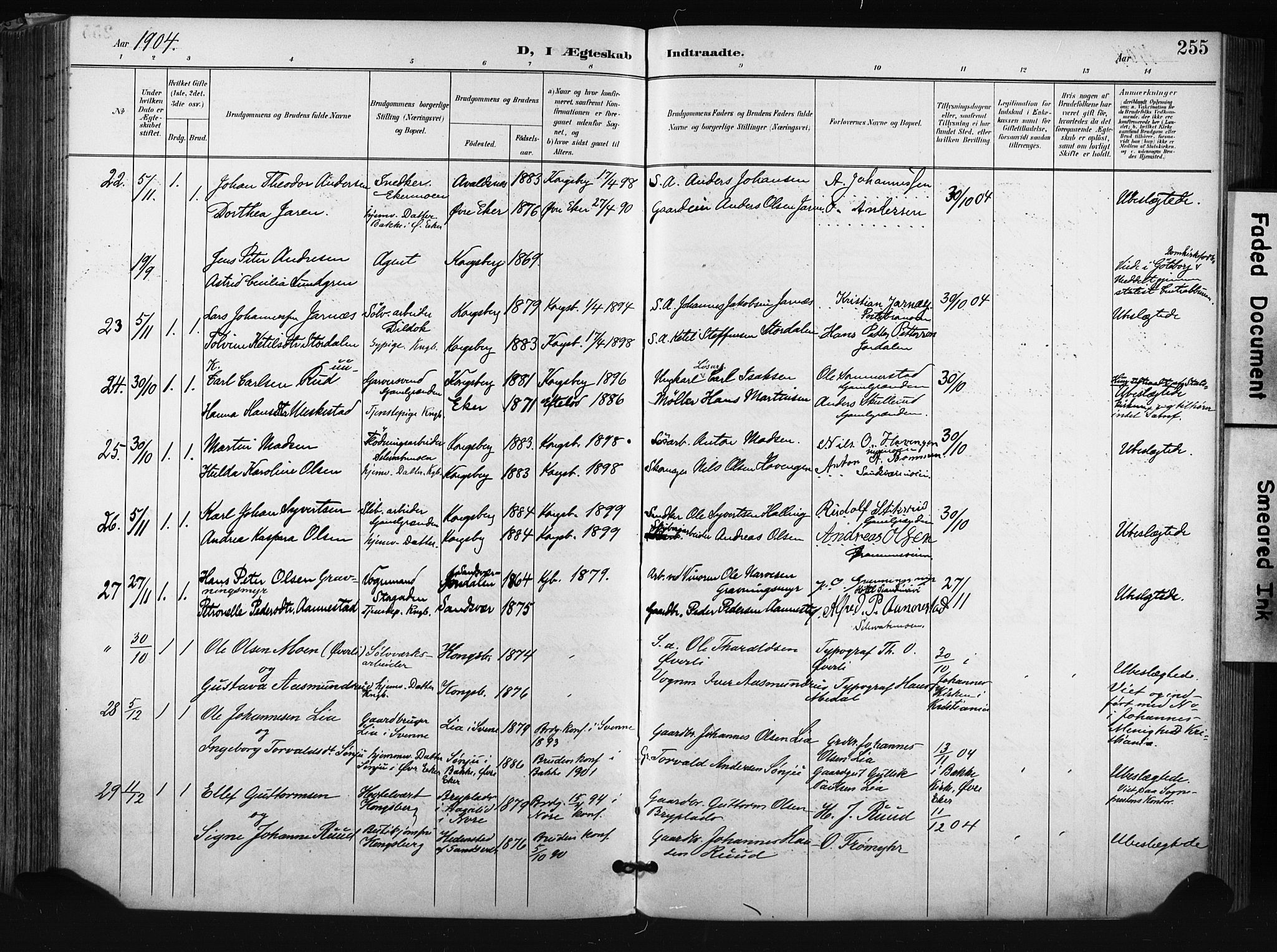 Kongsberg kirkebøker, AV/SAKO-A-22/F/Fb/L0003: Parish register (official) no. II 3, 1896-1905, p. 255