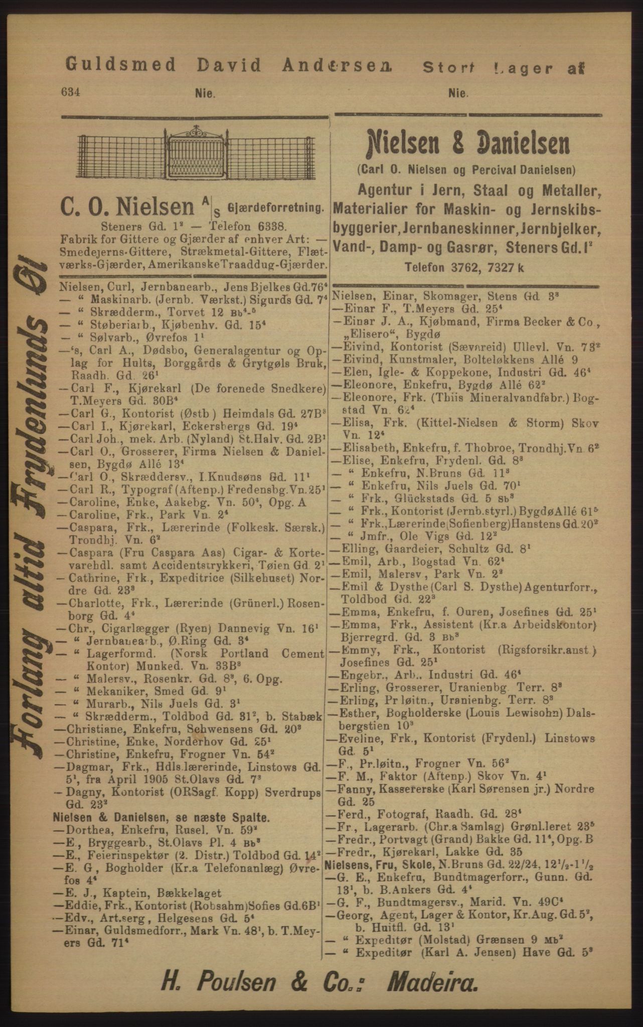 Kristiania/Oslo adressebok, PUBL/-, 1905, p. 634