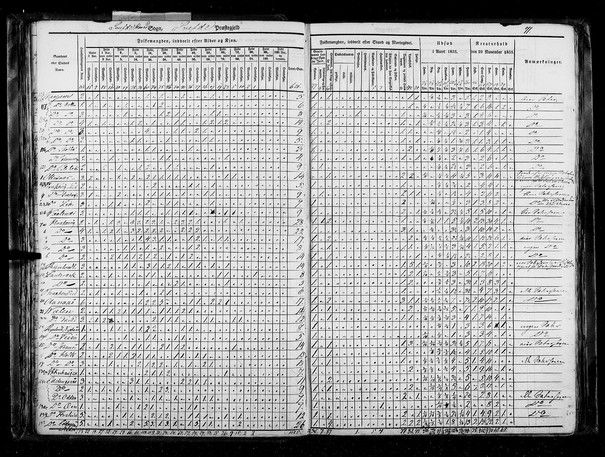 RA, Census 1835, vol. 5: Bratsberg amt og Nedenes og Råbyggelaget amt, 1835, p. 71