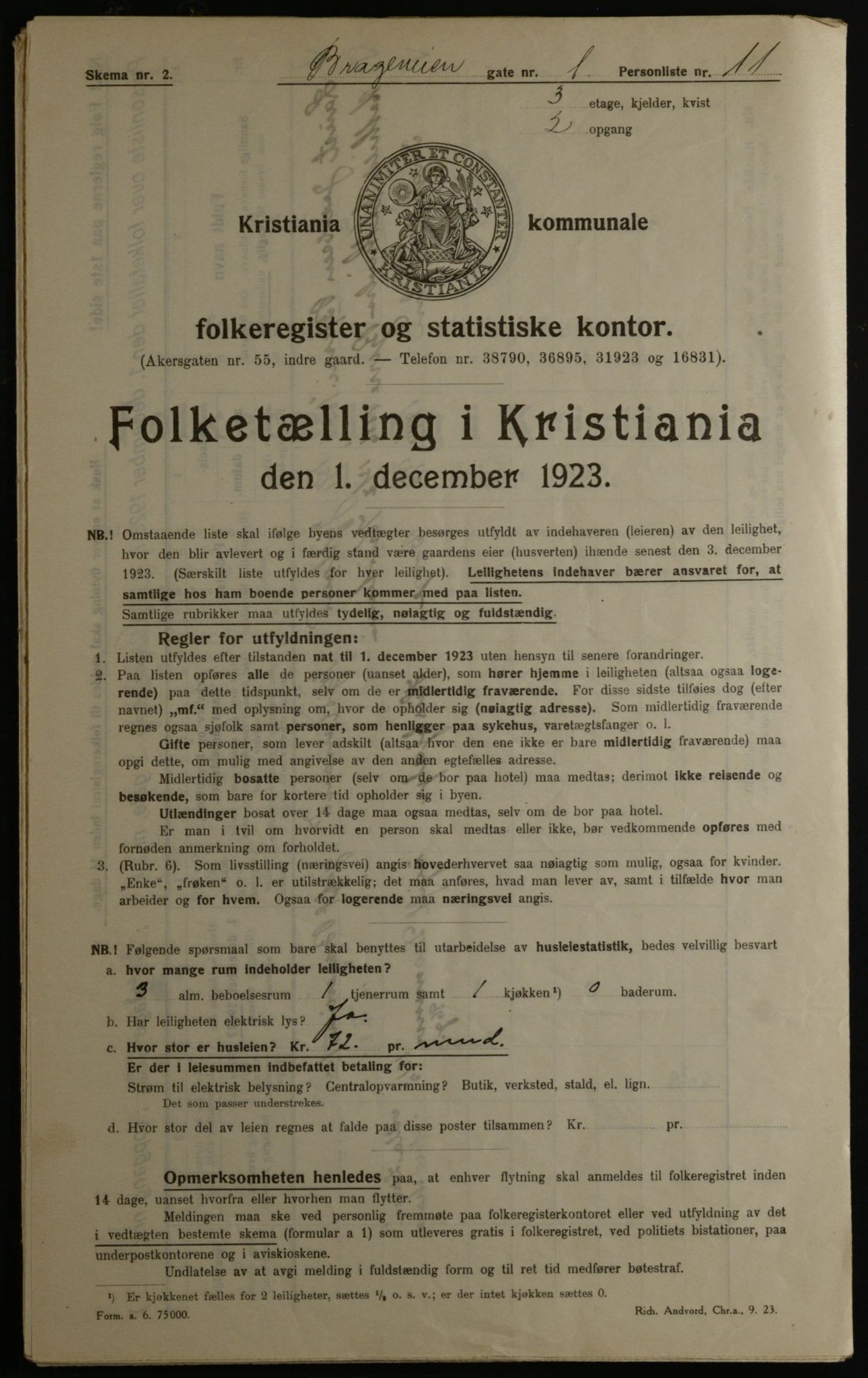 OBA, Municipal Census 1923 for Kristiania, 1923, p. 9151