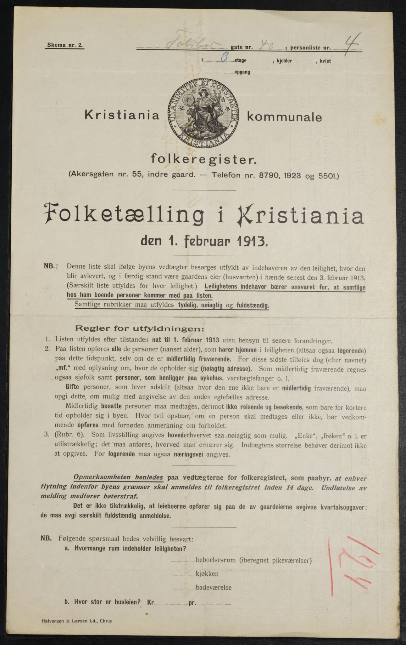 OBA, Municipal Census 1913 for Kristiania, 1913, p. 113416