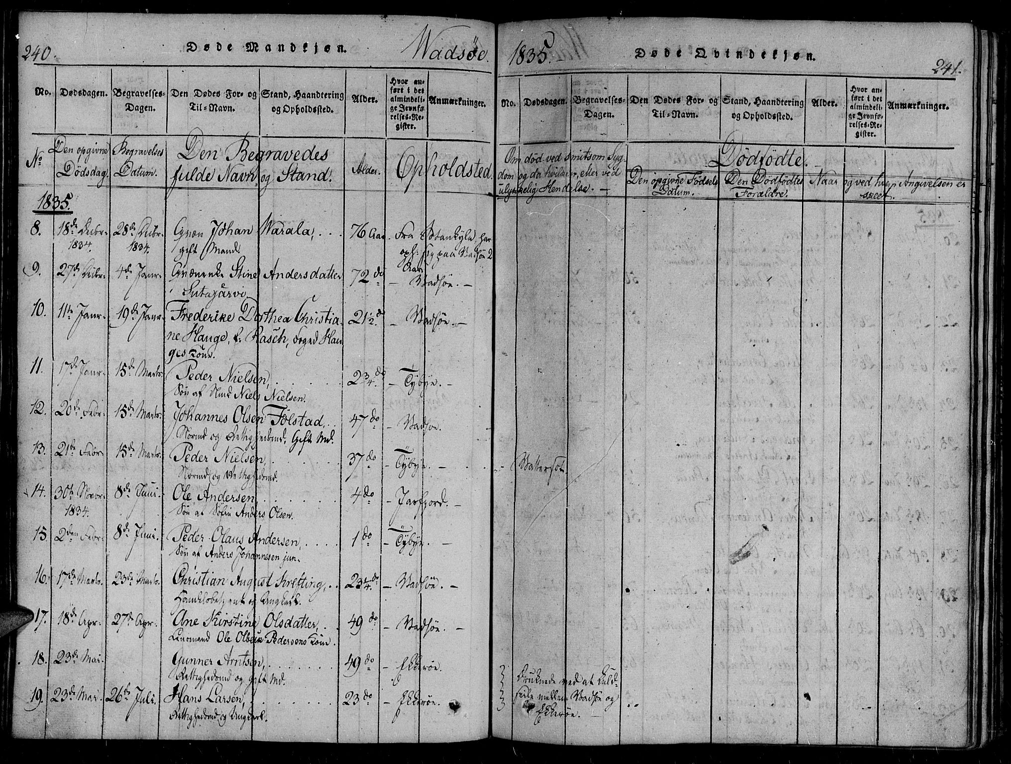Vadsø sokneprestkontor, SATØ/S-1325/H/Ha/L0003kirke: Parish register (official) no. 3 /1, 1821-1839, p. 240-241