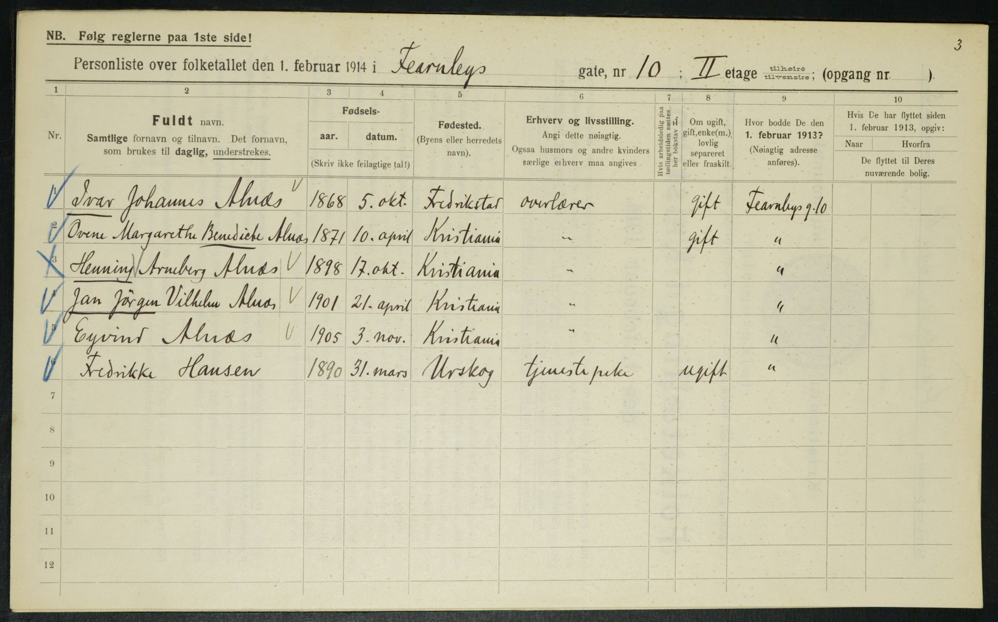 OBA, Municipal Census 1914 for Kristiania, 1914, p. 24133