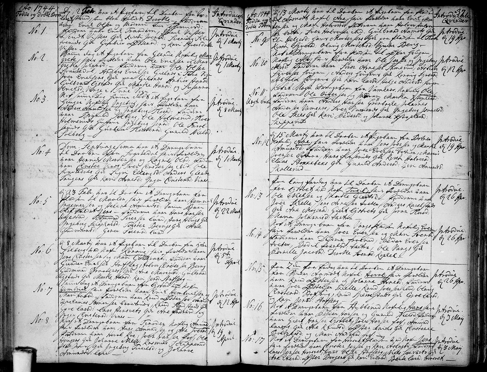 Skiptvet prestekontor Kirkebøker, SAO/A-20009/F/Fa/L0002: Parish register (official) no. 2, 1734-1759, p. 37