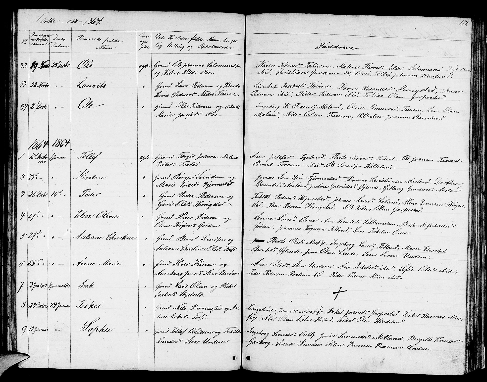 Lye sokneprestkontor, SAST/A-101794/001/30BB/L0002: Parish register (copy) no. B 2, 1852-1867, p. 112