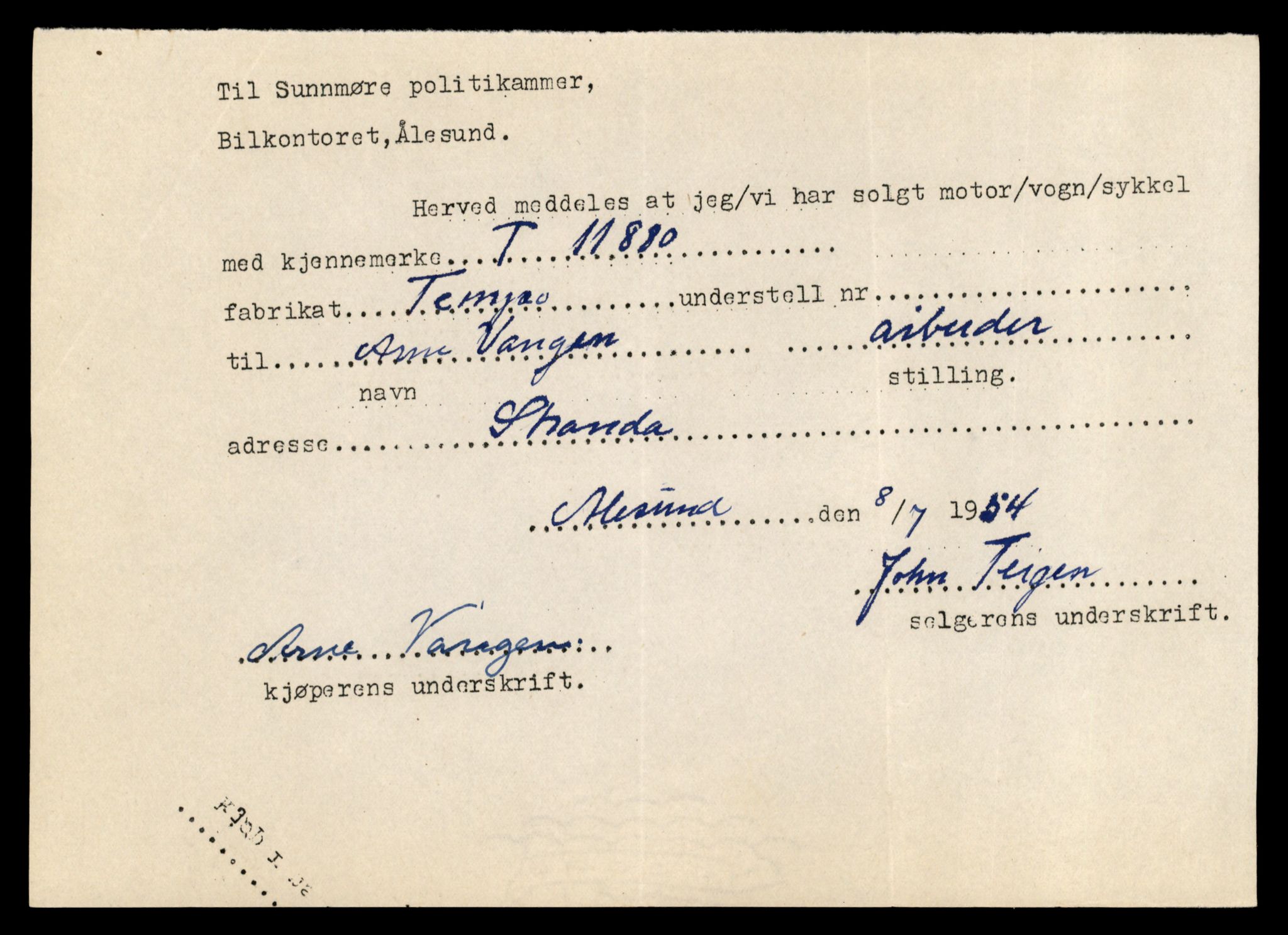 Møre og Romsdal vegkontor - Ålesund trafikkstasjon, AV/SAT-A-4099/F/Fe/L0031: Registreringskort for kjøretøy T 11800 - T 11996, 1927-1998, p. 1439