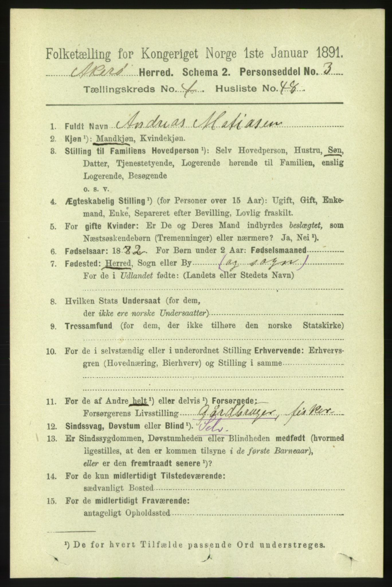 RA, 1891 census for 1545 Aukra, 1891, p. 1926