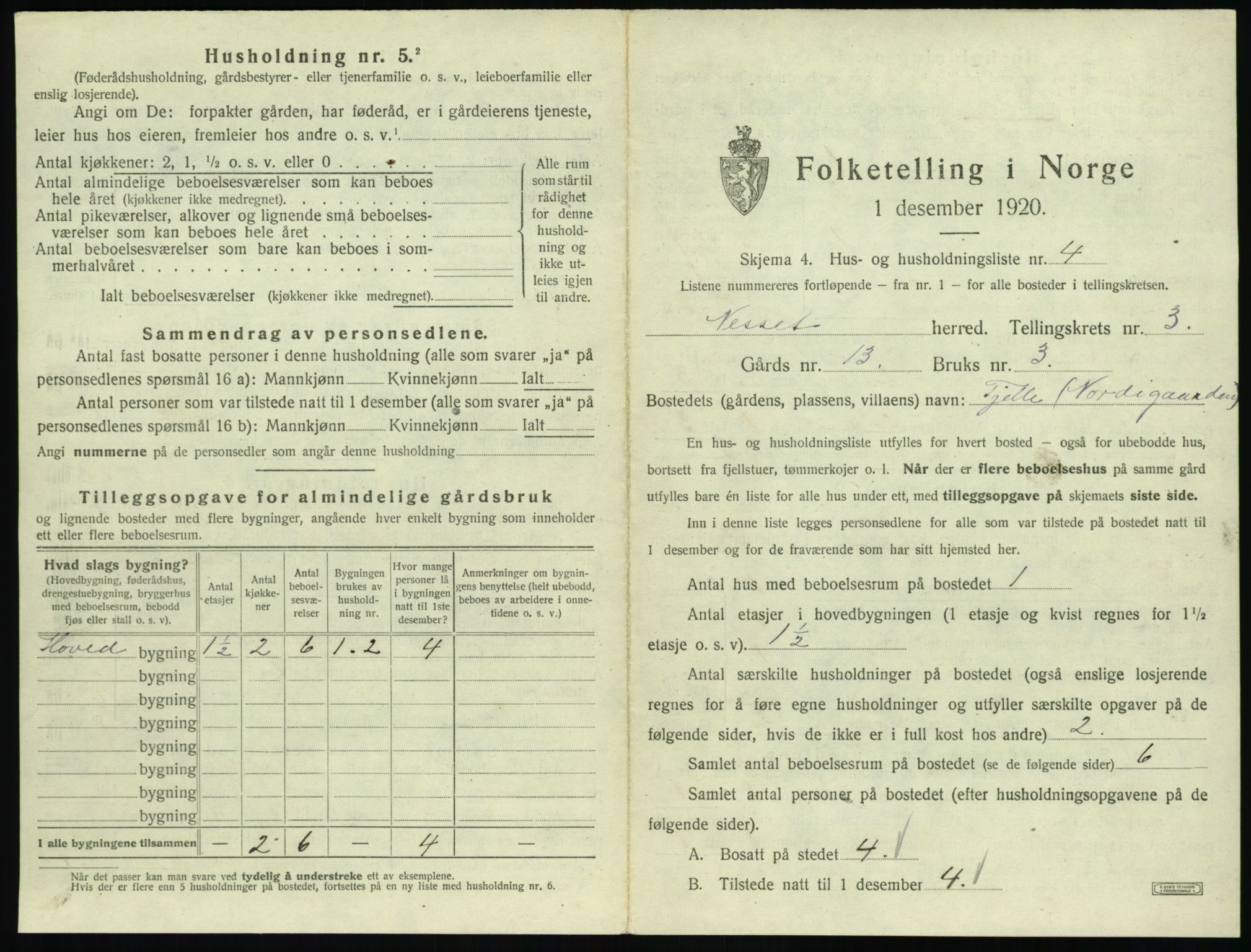 SAT, 1920 census for Nesset, 1920, p. 152