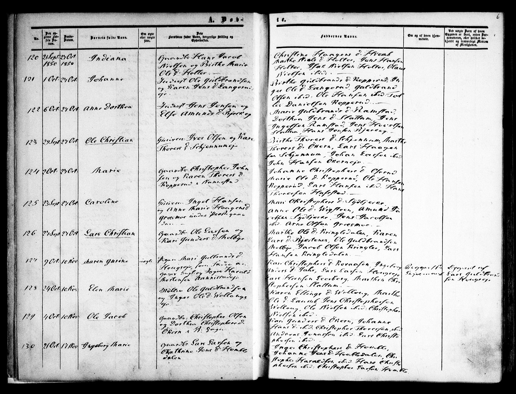 Nannestad prestekontor Kirkebøker, AV/SAO-A-10414a/F/Fa/L0011: Parish register (official) no. I 11, 1850-1859, p. 6