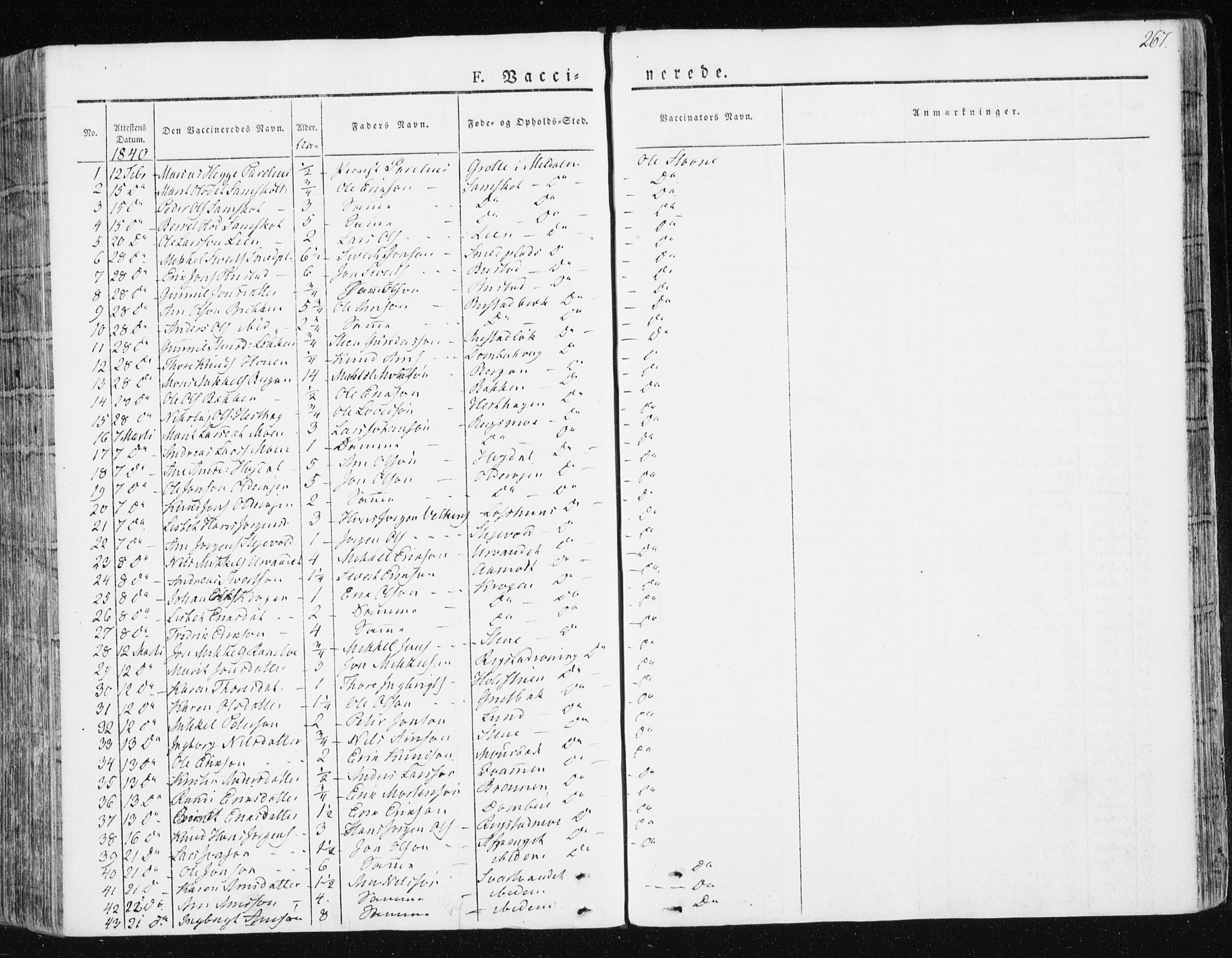 Ministerialprotokoller, klokkerbøker og fødselsregistre - Sør-Trøndelag, SAT/A-1456/672/L0855: Parish register (official) no. 672A07, 1829-1860, p. 267