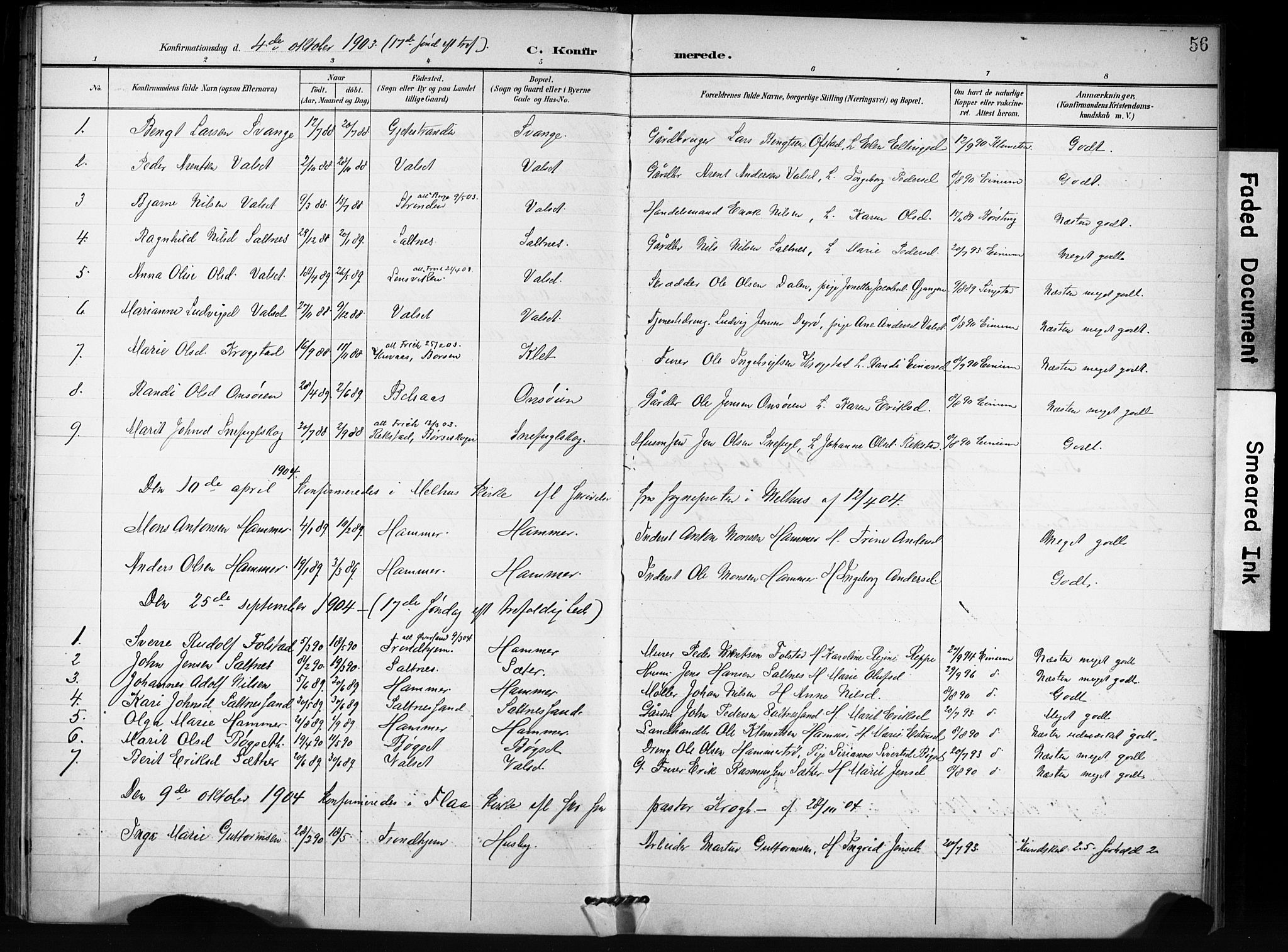Ministerialprotokoller, klokkerbøker og fødselsregistre - Sør-Trøndelag, SAT/A-1456/666/L0787: Parish register (official) no. 666A05, 1895-1908, p. 56