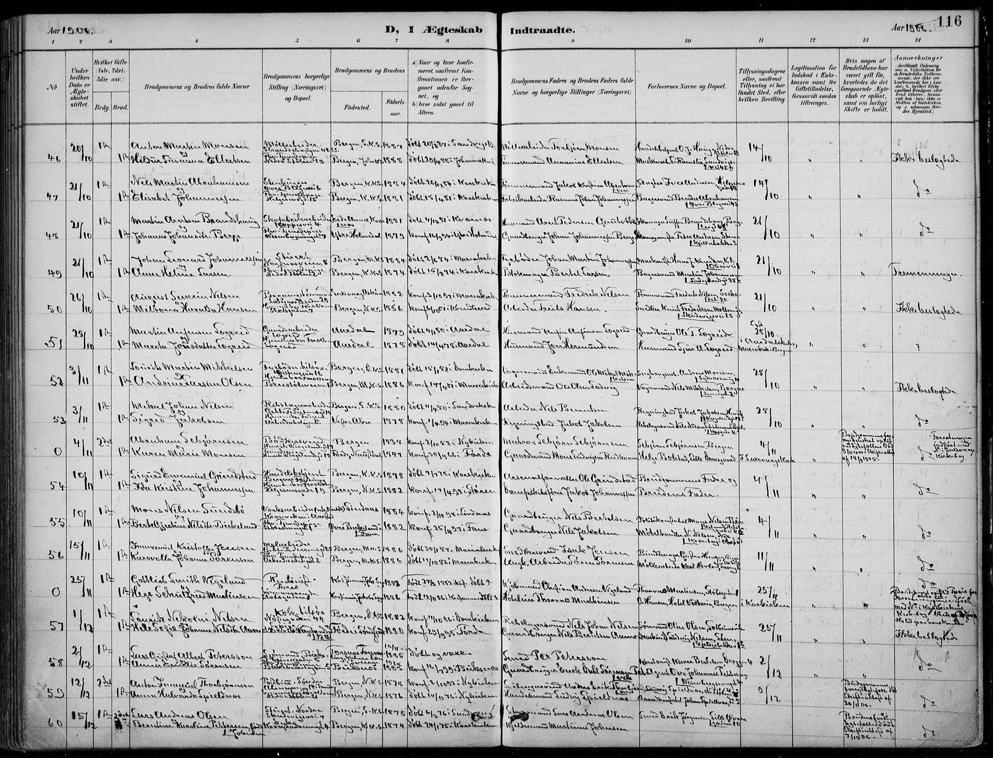 Mariakirken Sokneprestembete, AV/SAB-A-76901/H/Hab/L0008: Parish register (copy) no. A 8, 1889-1908, p. 116