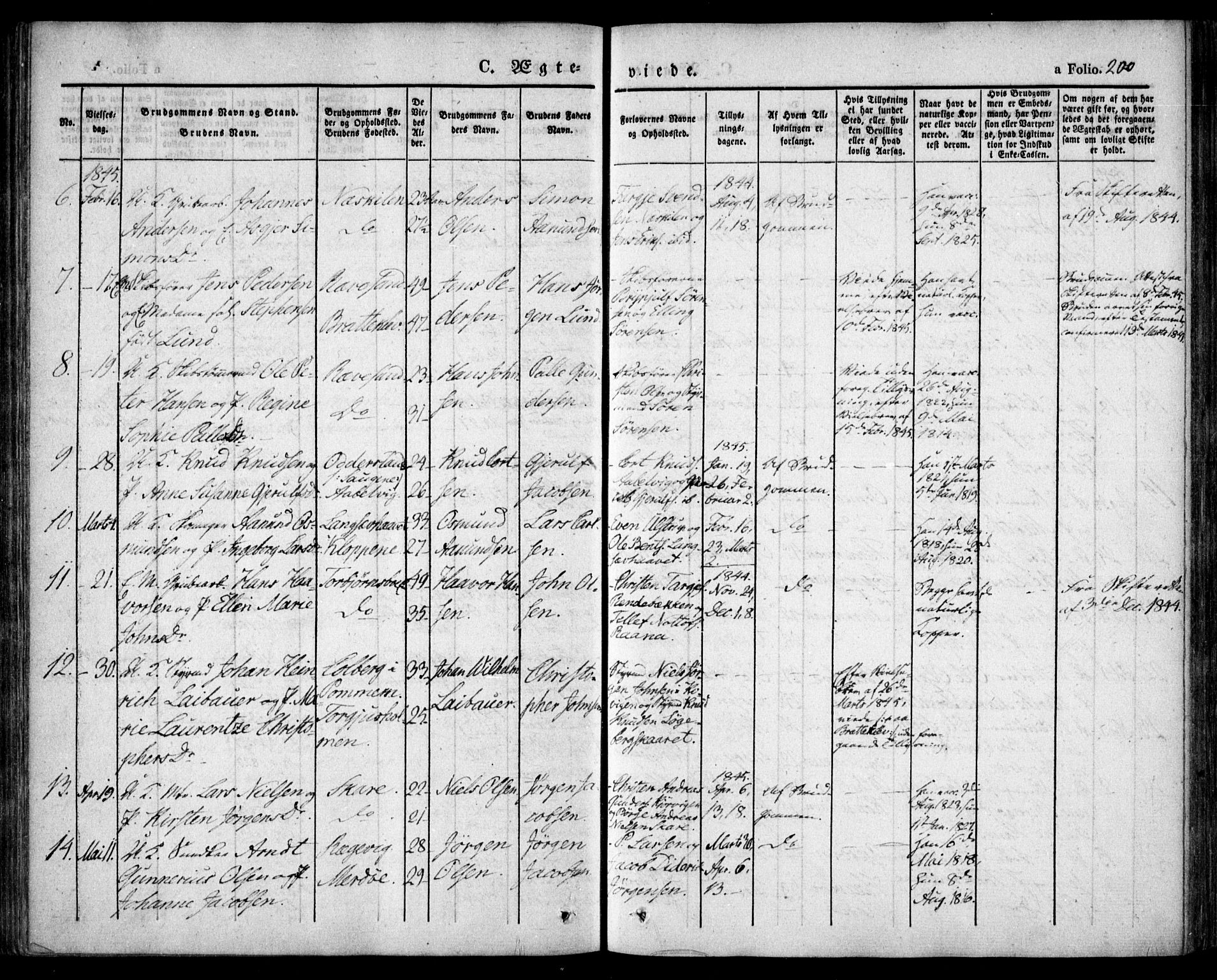 Tromøy sokneprestkontor, SAK/1111-0041/F/Fa/L0004: Parish register (official) no. A 4, 1837-1846, p. 200