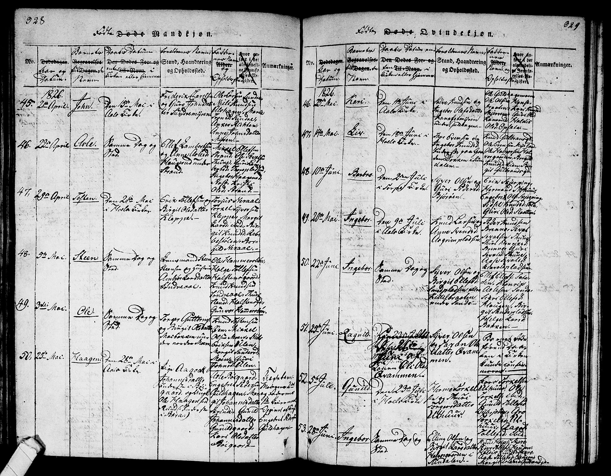 Ål kirkebøker, AV/SAKO-A-249/G/Ga/L0001: Parish register (copy) no. 1, 1815-1829, p. 328-329