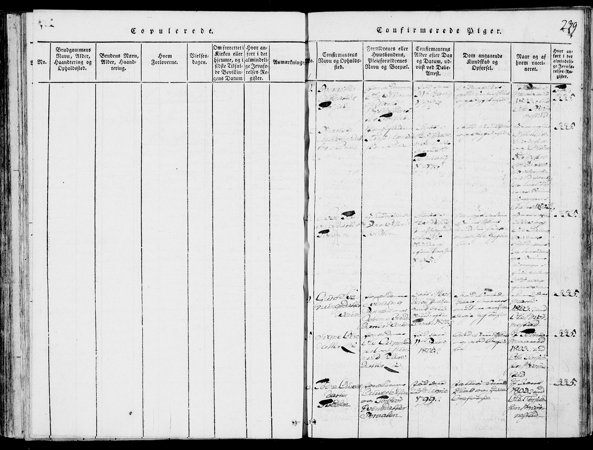 Fyresdal kirkebøker, SAKO/A-263/F/Fb/L0001: Parish register (official) no. II 1, 1815-1854, p. 239