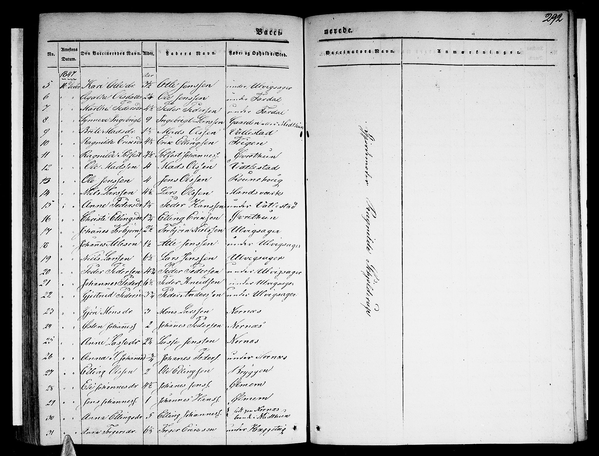 Sogndal sokneprestembete, AV/SAB-A-81301/H/Haa/Haaa/L0011: Parish register (official) no. A 11, 1839-1847, p. 292