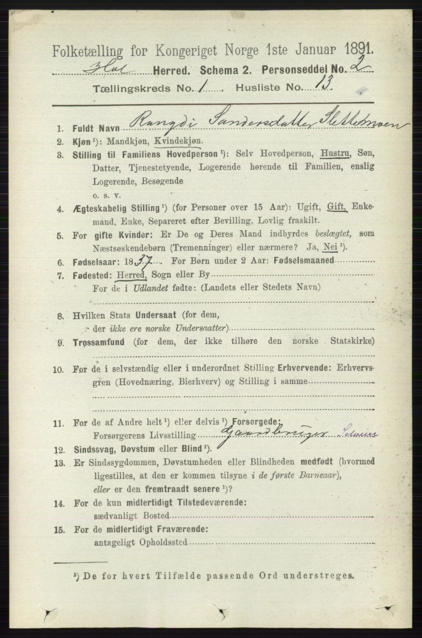 RA, 1891 census for 0620 Hol, 1891, p. 132