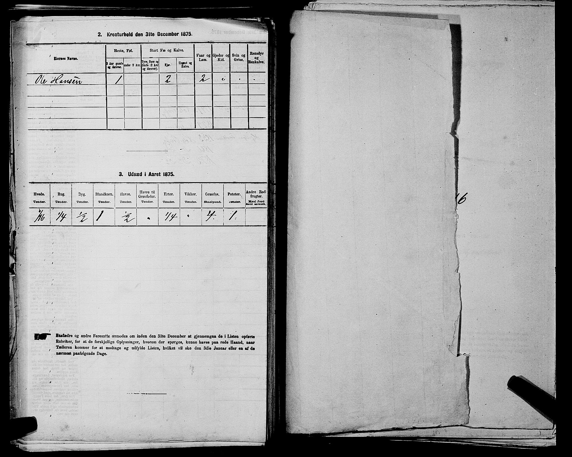 SAKO, 1875 census for 0612P Hole, 1875, p. 1116