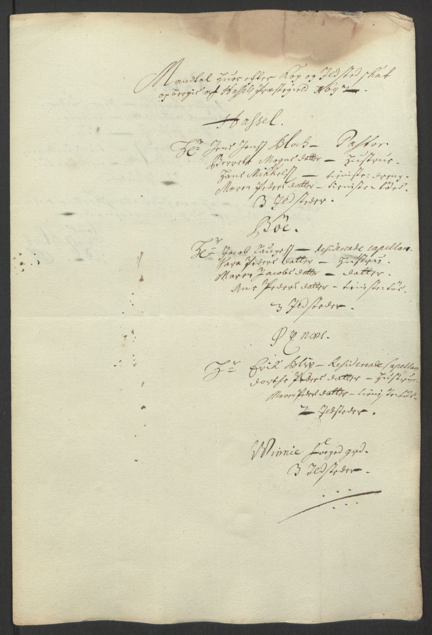 Rentekammeret inntil 1814, Reviderte regnskaper, Fogderegnskap, AV/RA-EA-4092/R67/L4676: Fogderegnskap Vesterålen, Andenes og Lofoten, 1691-1693, p. 131