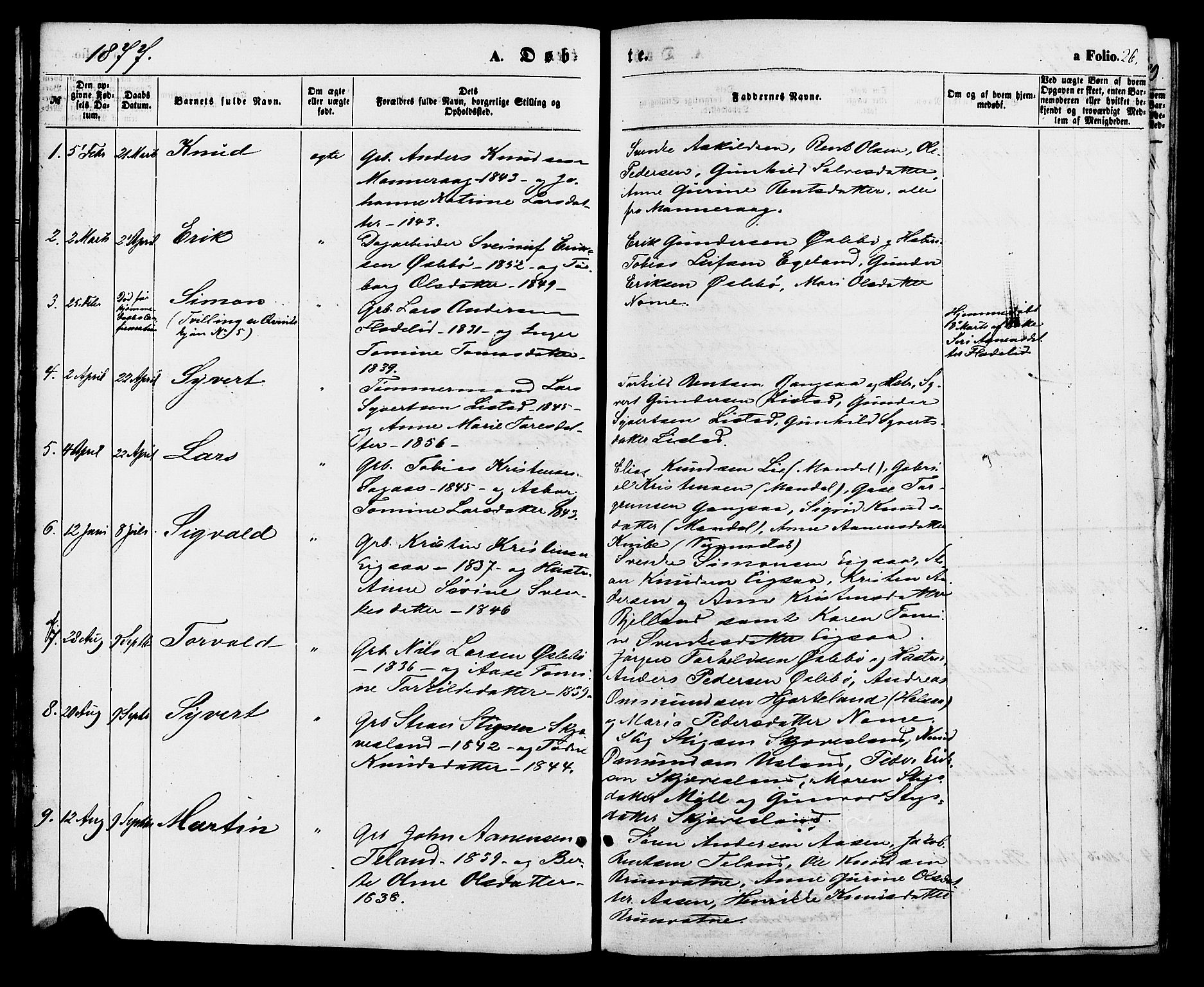 Holum sokneprestkontor, AV/SAK-1111-0022/F/Fa/Fac/L0003: Parish register (official) no. A 3, 1860-1883, p. 26