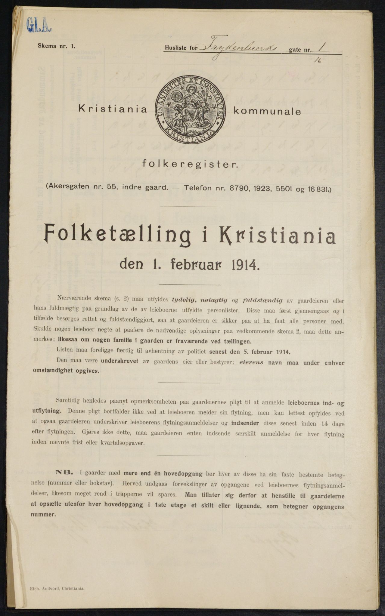 OBA, Municipal Census 1914 for Kristiania, 1914, p. 28151