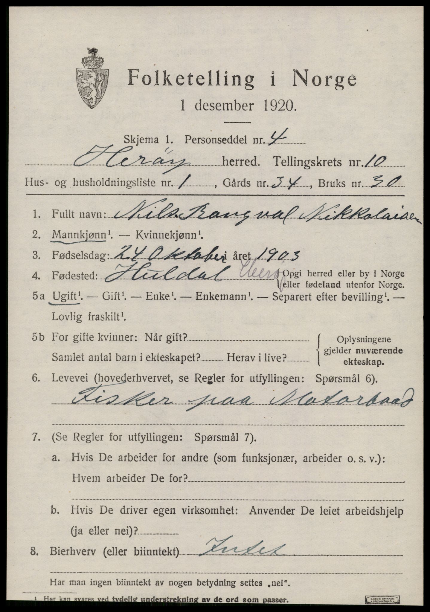 SAT, 1920 census for Herøy (MR), 1920, p. 6163