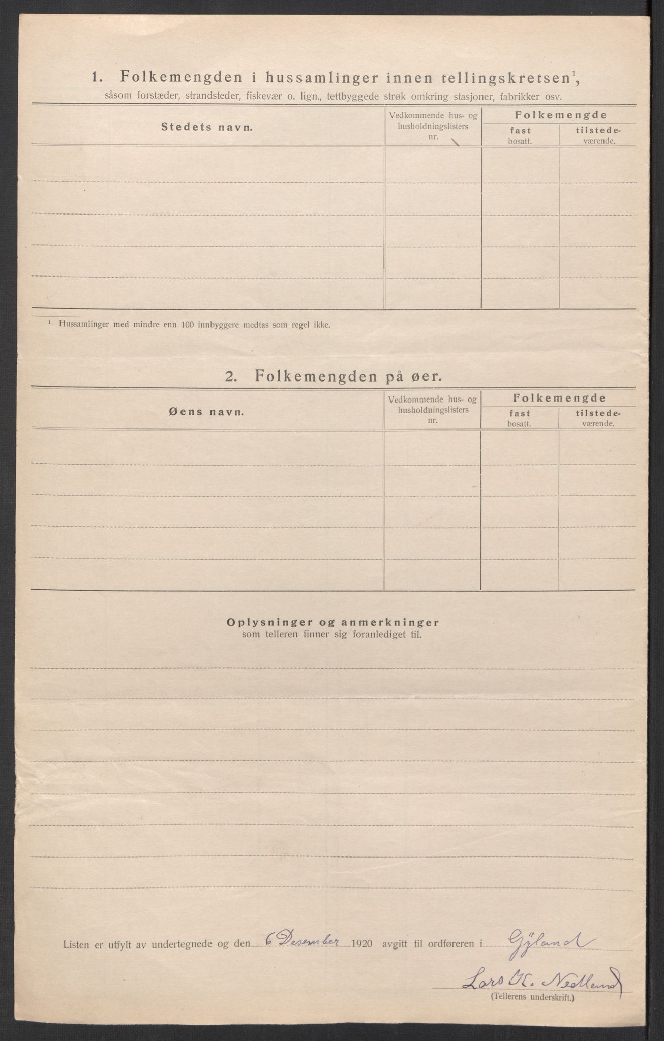SAK, 1920 census for Gyland, 1920, p. 17