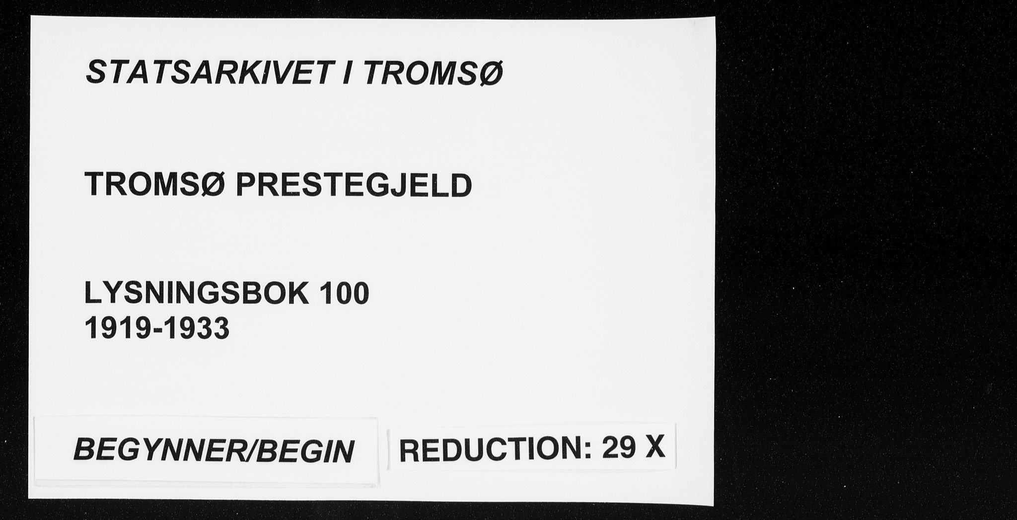 Tromsø sokneprestkontor/stiftsprosti/domprosti, SATØ/S-1343/H/Hc/L0100: Banns register no. 100, 1919-1933
