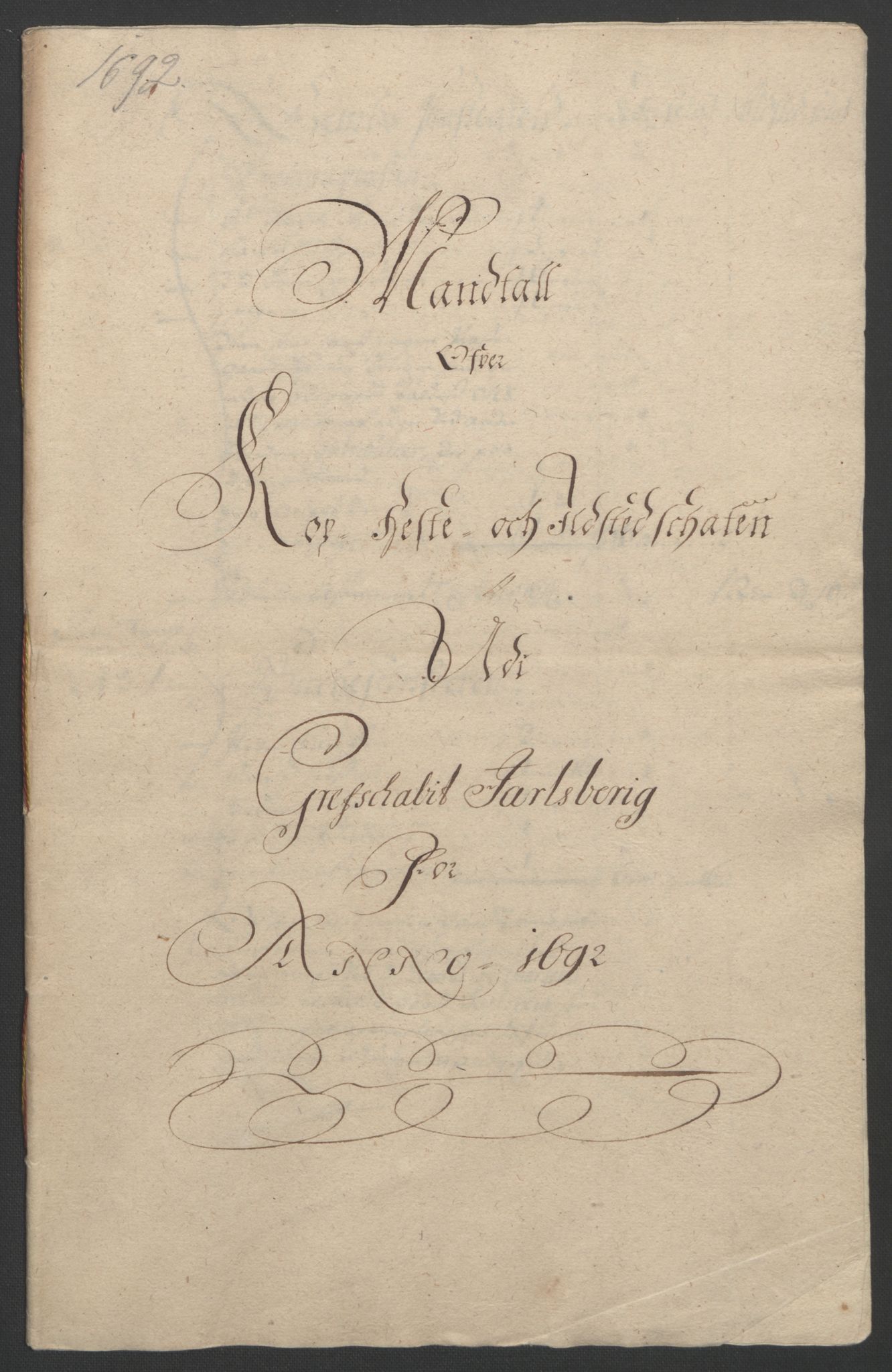 Rentekammeret inntil 1814, Reviderte regnskaper, Fogderegnskap, RA/EA-4092/R32/L1865: Fogderegnskap Jarlsberg grevskap, 1692, p. 262