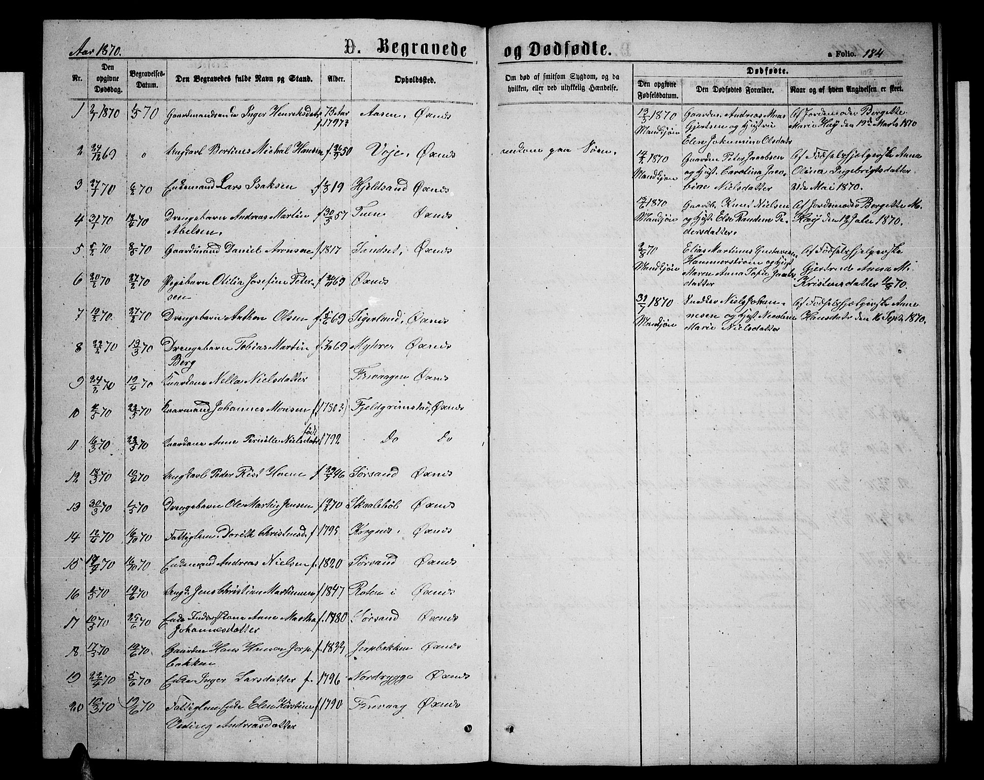 Ministerialprotokoller, klokkerbøker og fødselsregistre - Nordland, SAT/A-1459/893/L1348: Parish register (copy) no. 893C03, 1867-1877, p. 184