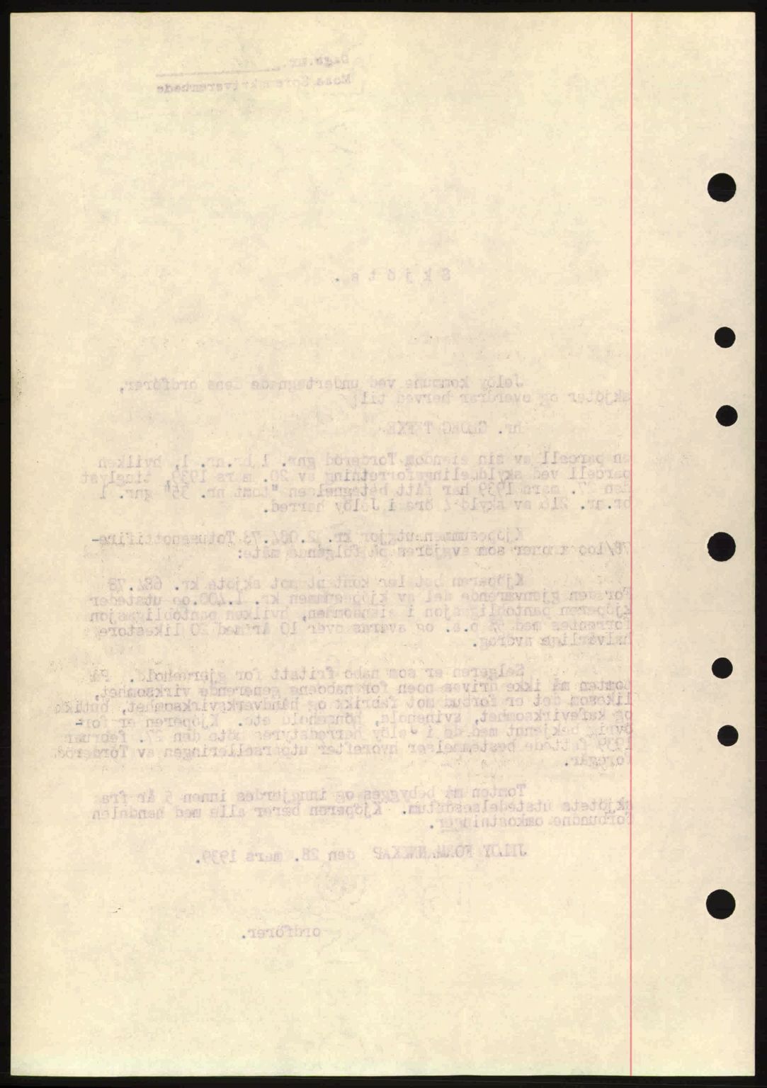 Moss sorenskriveri, SAO/A-10168: Mortgage book no. A5, 1938-1939, Diary no: : 820/1939