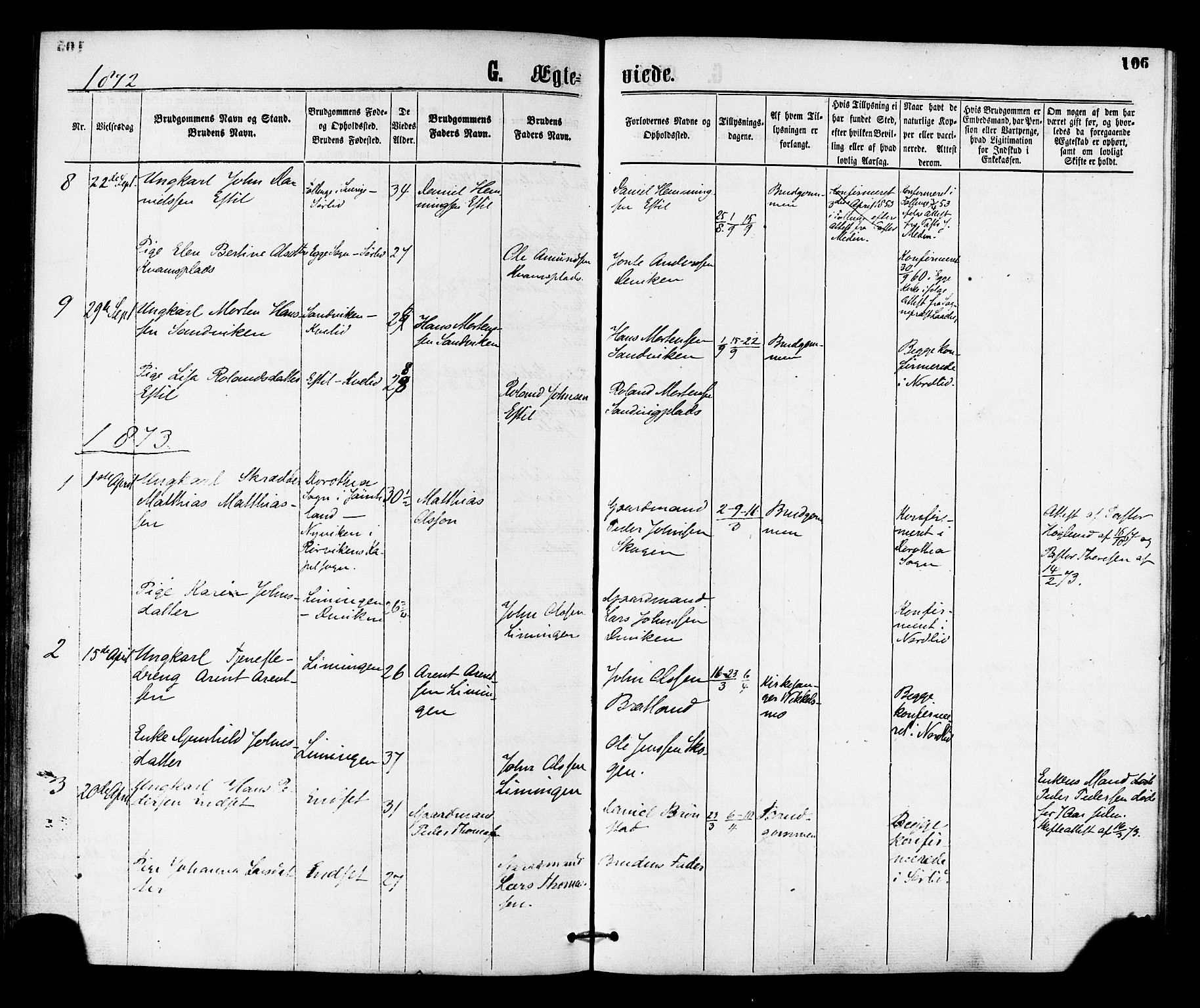 Ministerialprotokoller, klokkerbøker og fødselsregistre - Nord-Trøndelag, SAT/A-1458/755/L0493: Parish register (official) no. 755A02, 1865-1881, p. 106
