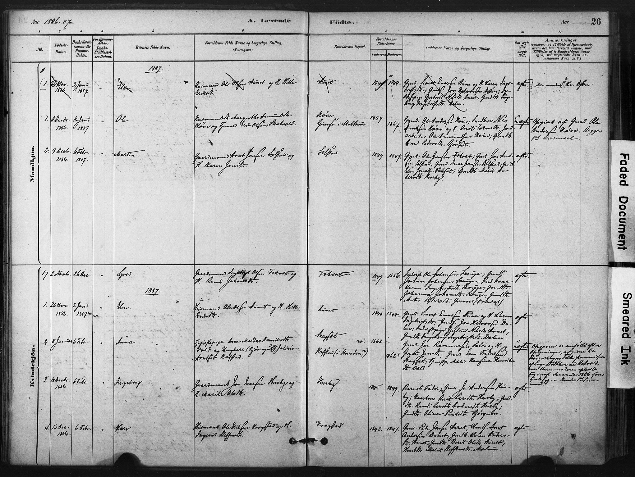 Ministerialprotokoller, klokkerbøker og fødselsregistre - Sør-Trøndelag, SAT/A-1456/667/L0795: Parish register (official) no. 667A03, 1879-1907, p. 26