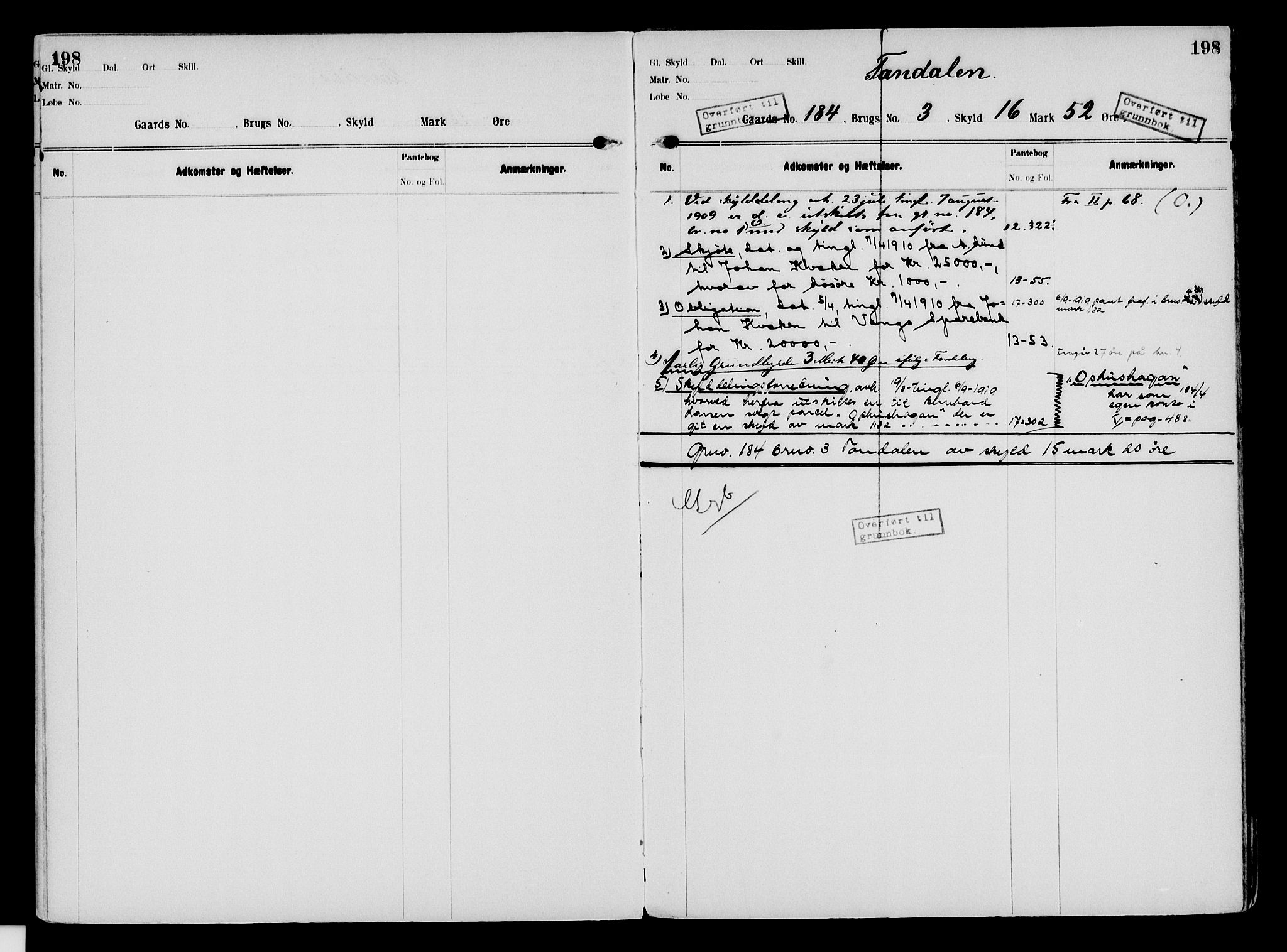 Nord-Hedmark sorenskriveri, SAH/TING-012/H/Ha/Had/Hade/L0003: Mortgage register no. 4.3, 1899-1940, p. 198