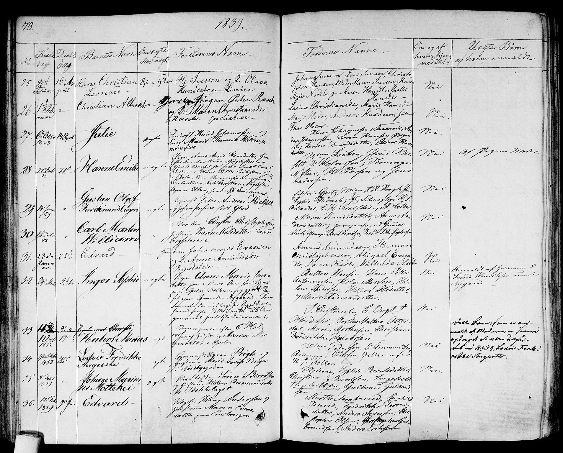 Gamlebyen prestekontor Kirkebøker, AV/SAO-A-10884/F/Fa/L0003: Parish register (official) no. 3, 1829-1849, p. 70