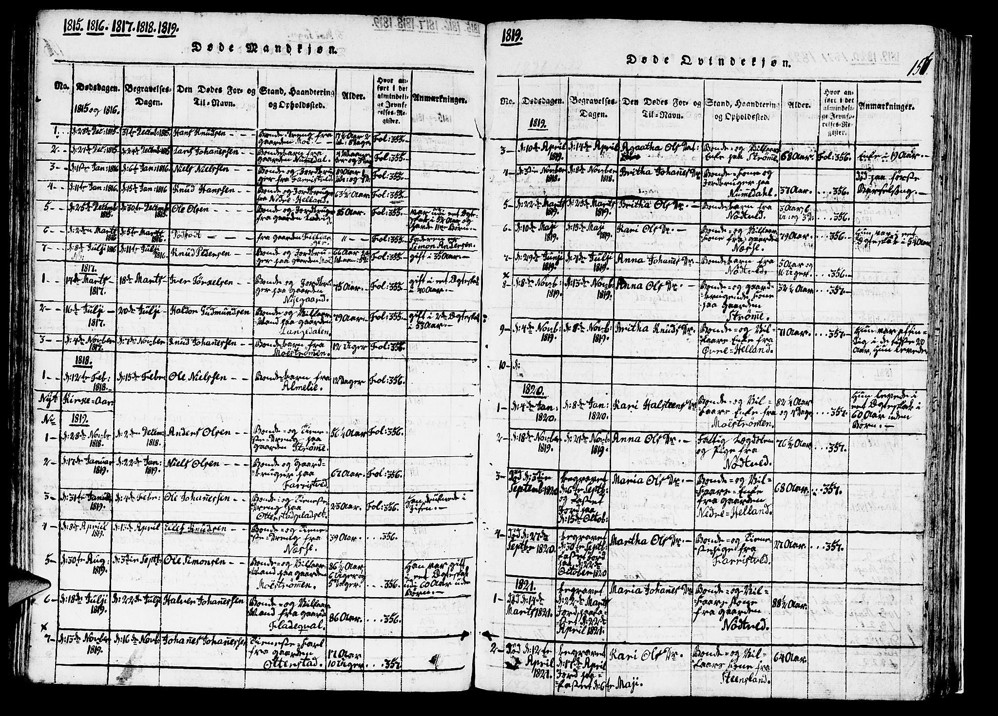 Hosanger sokneprestembete, AV/SAB-A-75801/H/Haa: Parish register (official) no. A 5, 1815-1824, p. 157