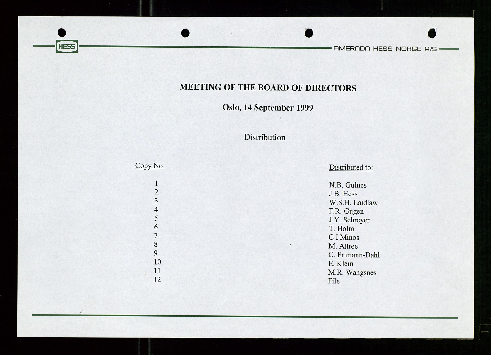 Pa 1766 - Hess Norge AS, AV/SAST-A-102451/A/Aa/L0004: Referater og sakspapirer, 1999-2002, p. 4