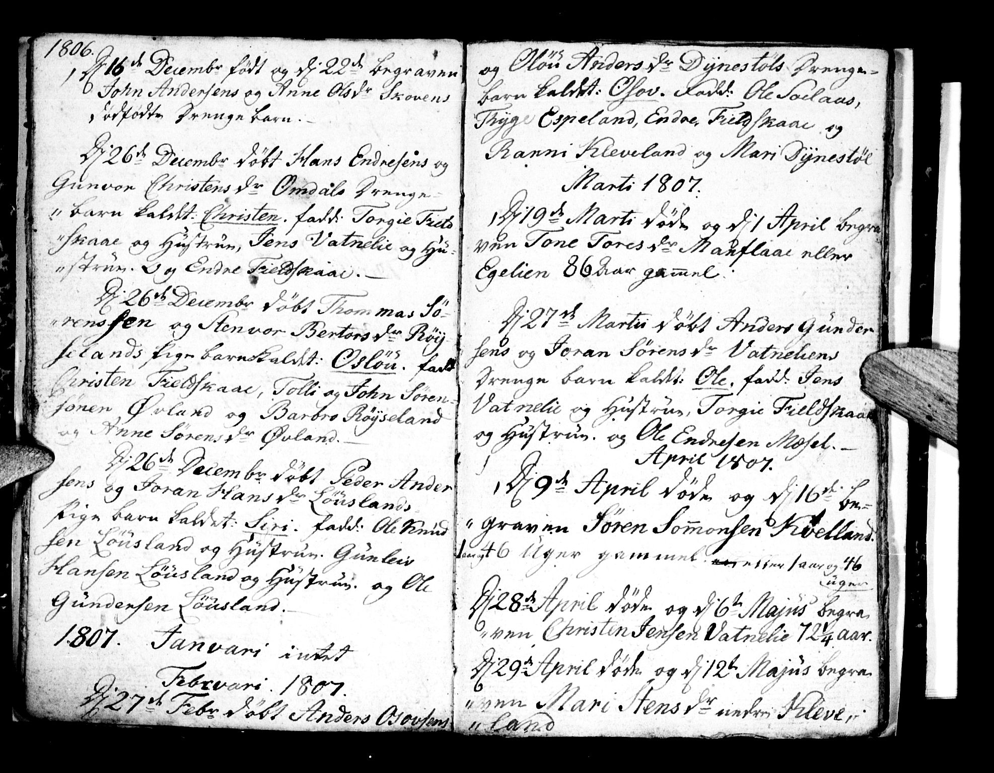 Bjelland sokneprestkontor, SAK/1111-0005/F/Fa/Fab/L0001: Parish register (official) no. A 1, 1799-1810