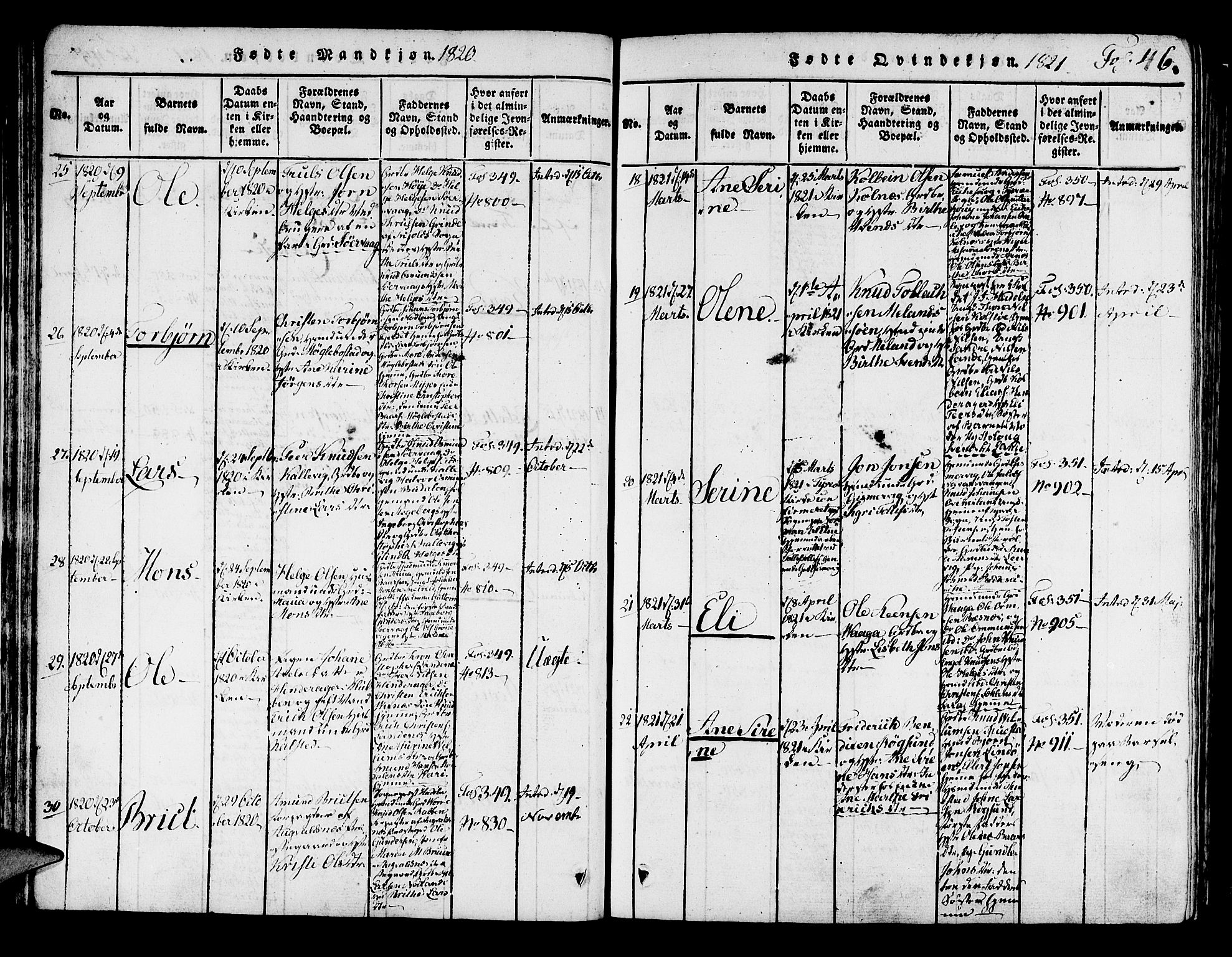 Avaldsnes sokneprestkontor, SAST/A -101851/H/Ha/Haa/L0004: Parish register (official) no. A 4, 1816-1825, p. 46