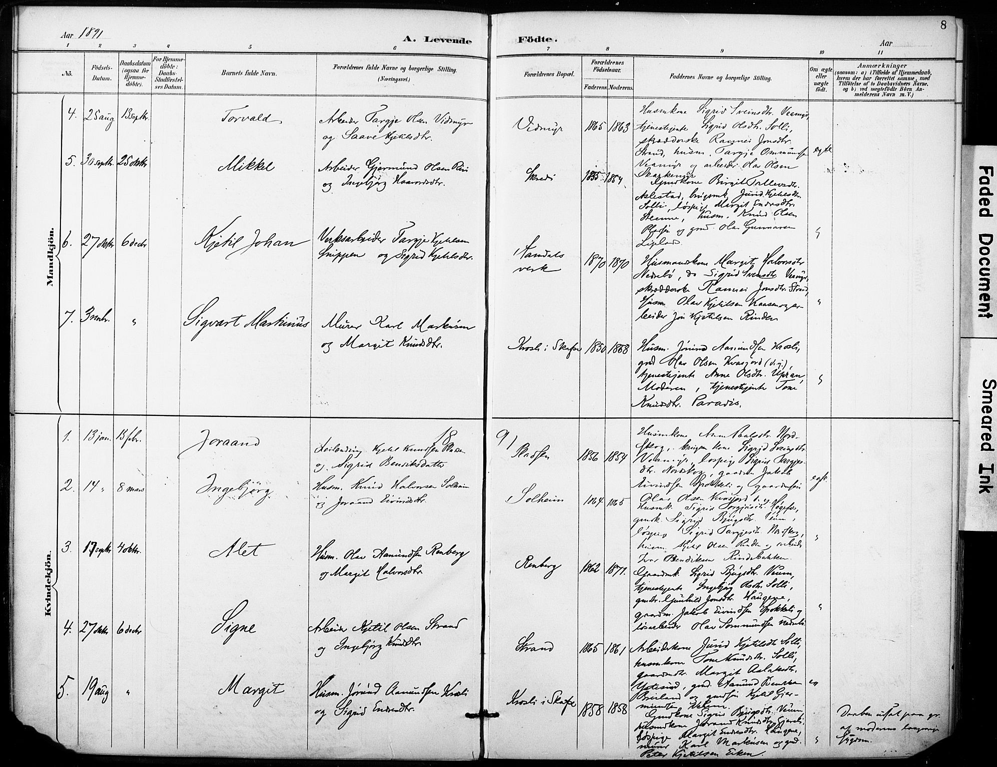 Fyresdal kirkebøker, SAKO/A-263/F/Fb/L0003: Parish register (official) no. II 3, 1887-1903, p. 8
