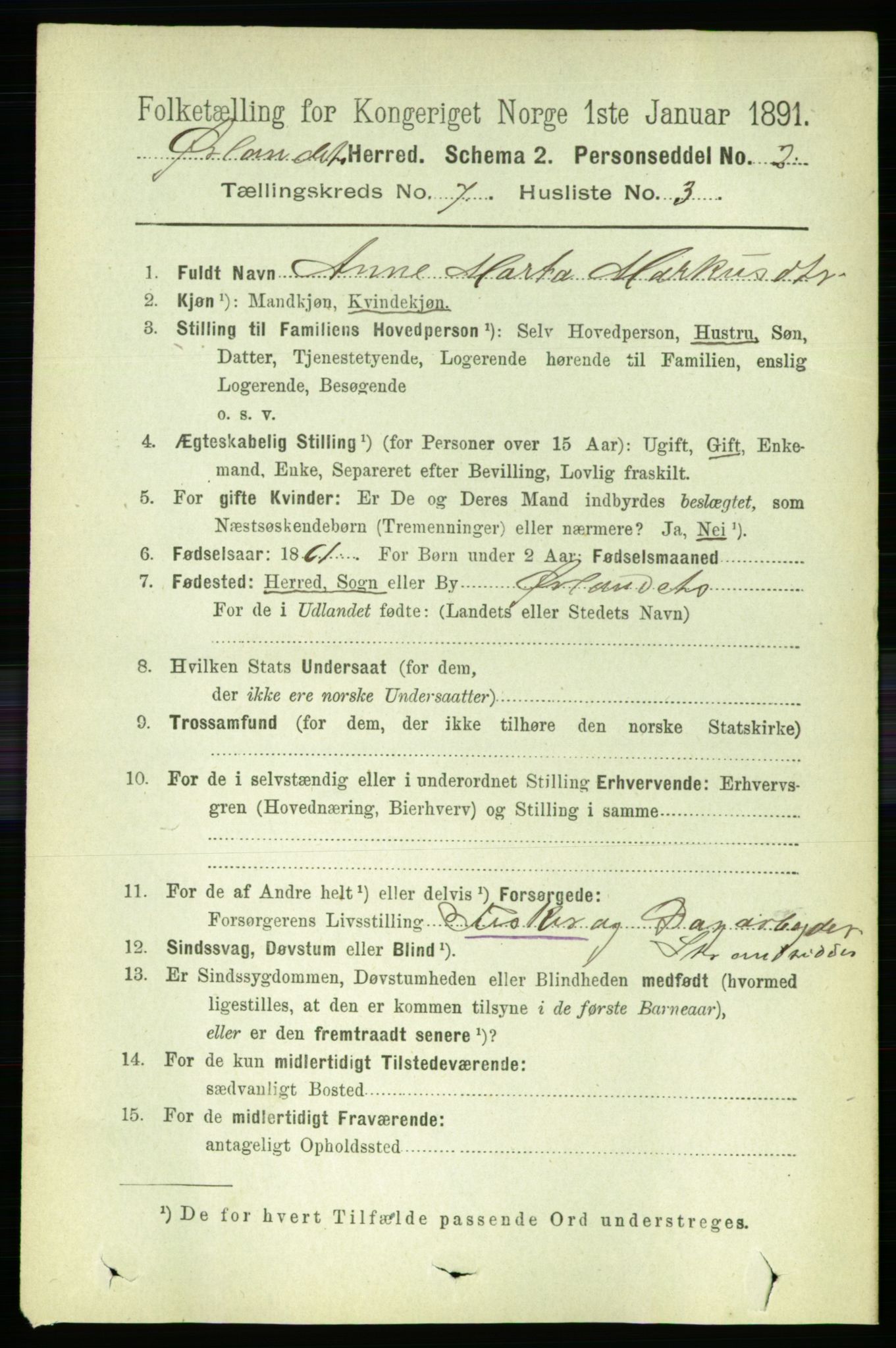 RA, 1891 census for 1621 Ørland, 1891, p. 2478