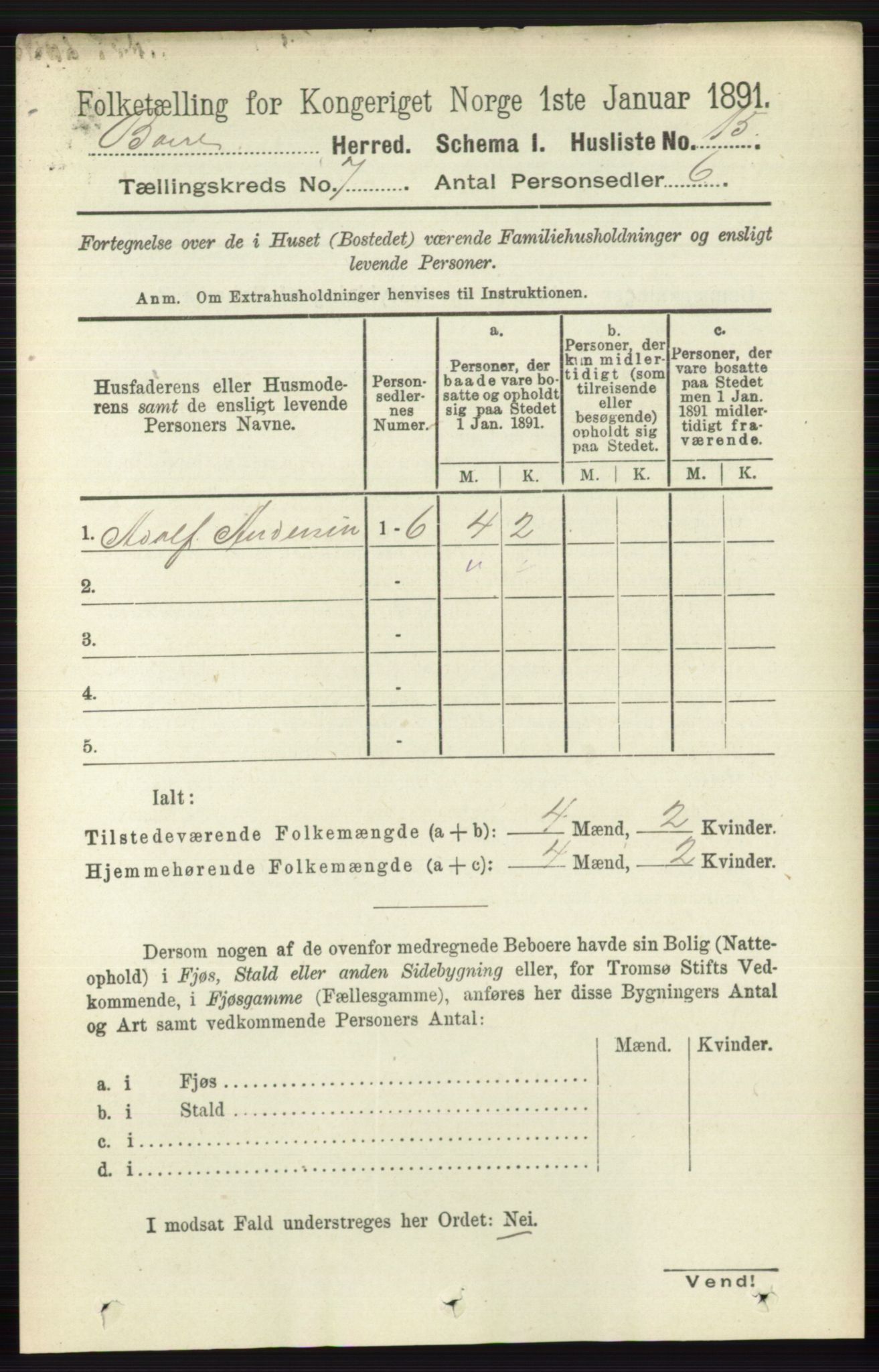 RA, 1891 census for 0717 Borre, 1891, p. 3151