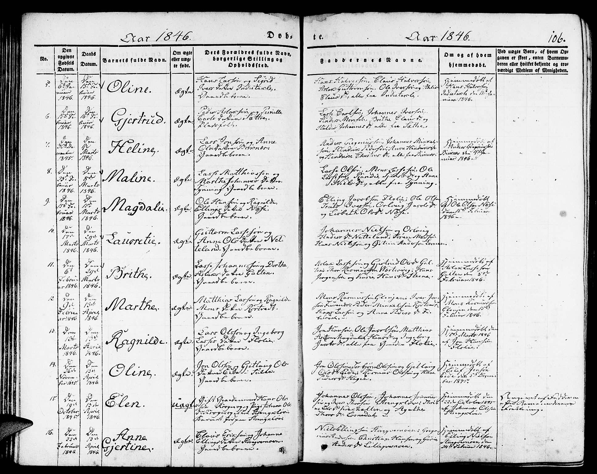 Gulen sokneprestembete, AV/SAB-A-80201/H/Haa/Haaa/L0020: Parish register (official) no. A 20, 1837-1847, p. 106