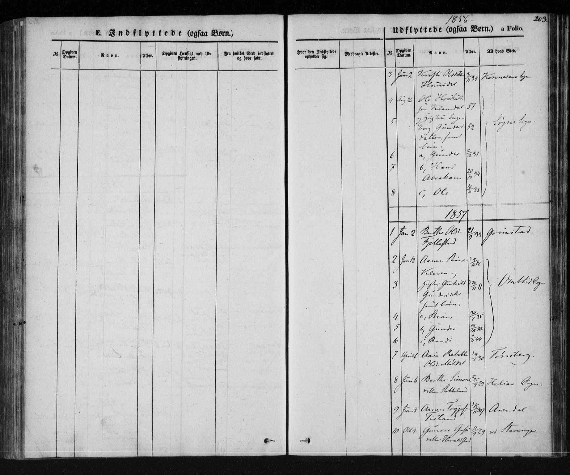 Holum sokneprestkontor, SAK/1111-0022/F/Fa/Fab/L0005: Parish register (official) no. A 5, 1847-1874, p. 203